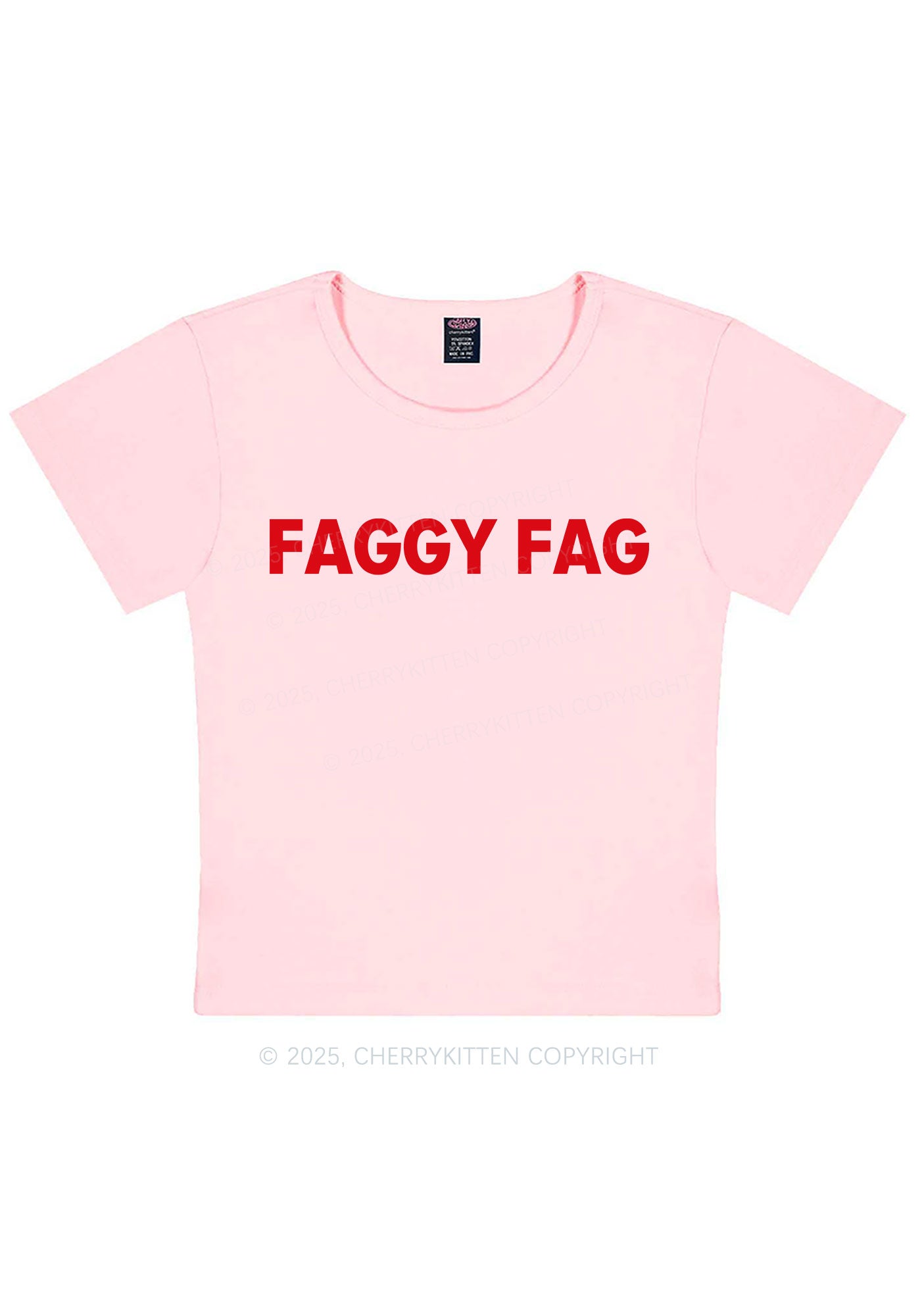Faggy Fag Pride Y2K Baby Tee Cherrykitten