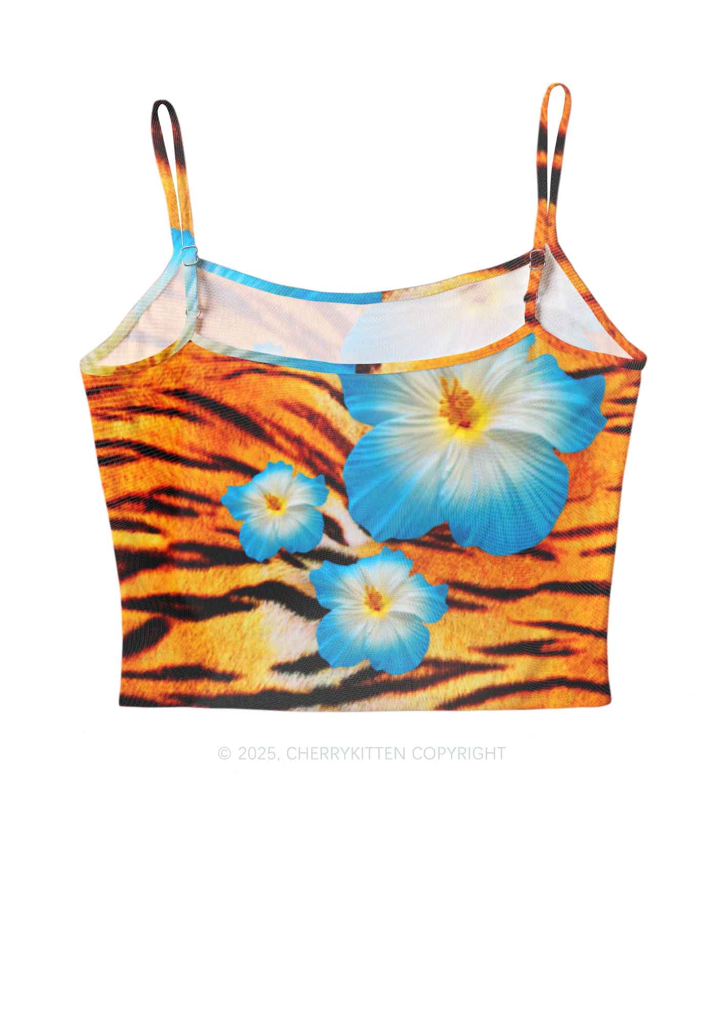 Tiger With Flowers Y2K Mesh Cami Tank Cherrykitten