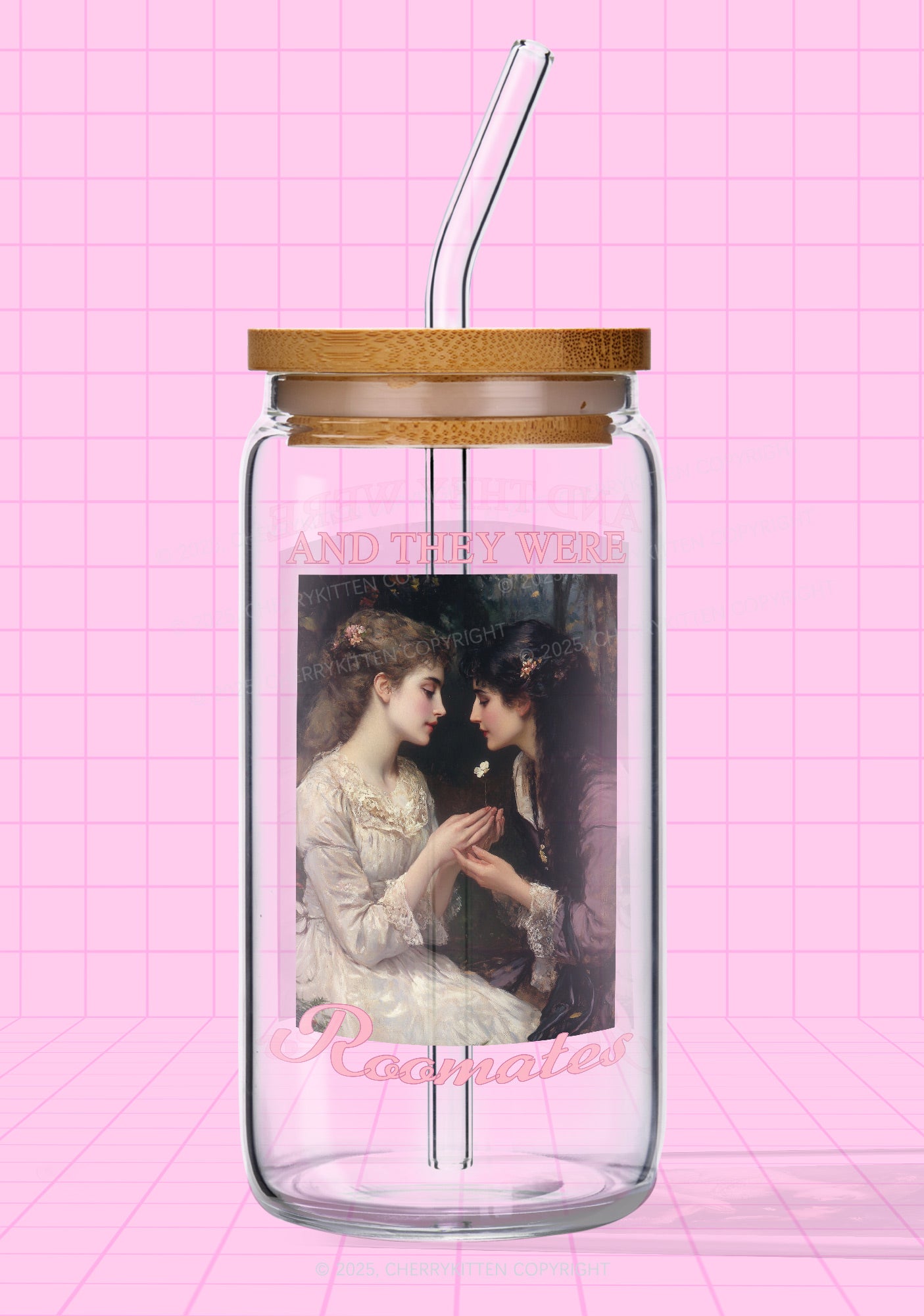 They Were Roomates Pride Y2K Printed Glass Cup Cherrykitten