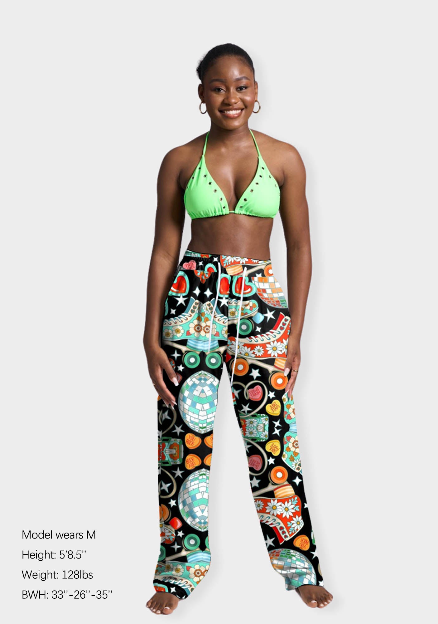 Dazzling Disco Dream Print Casual Pants