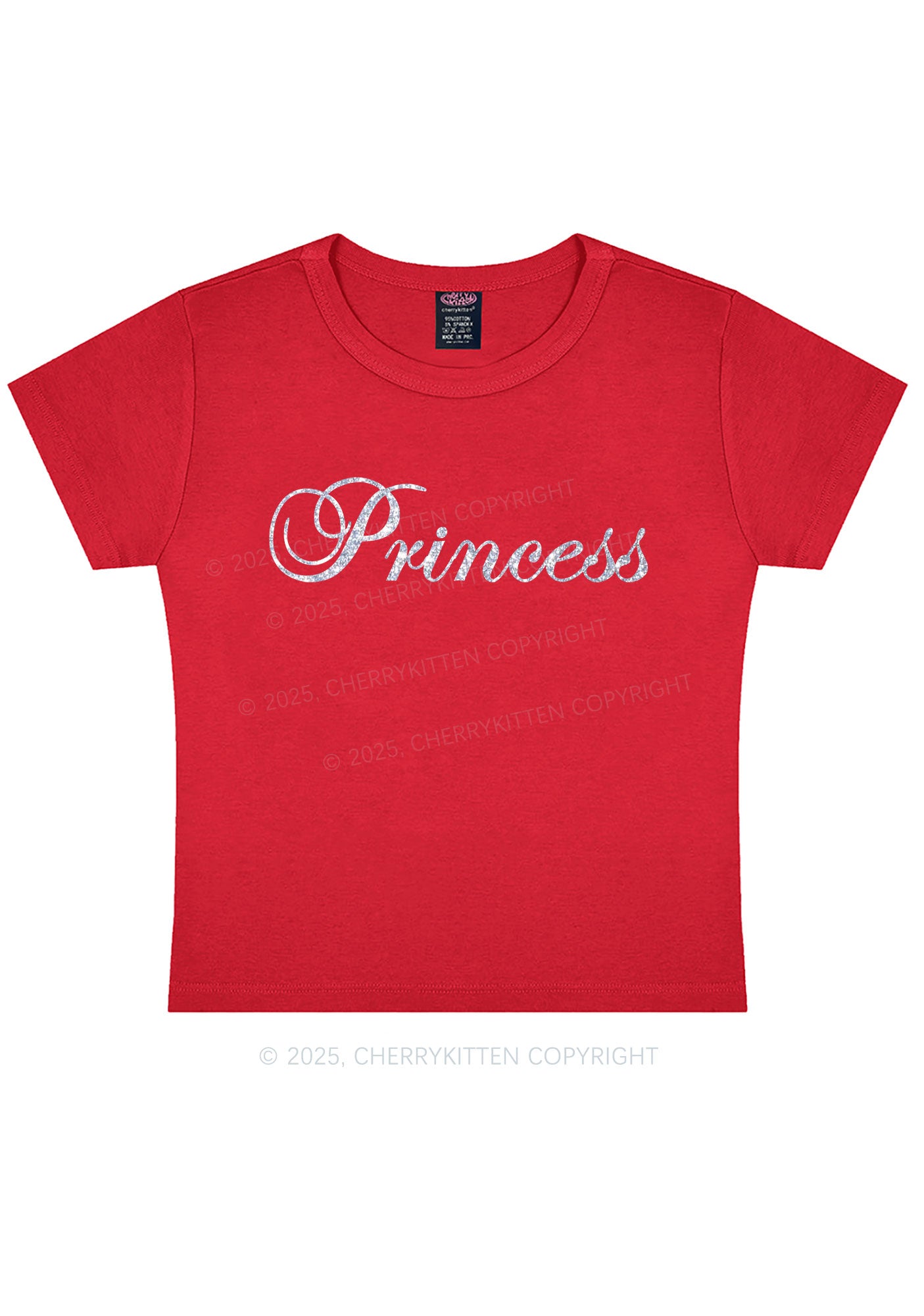 Glitter Princess Y2K Baby Tee Cherrykitten