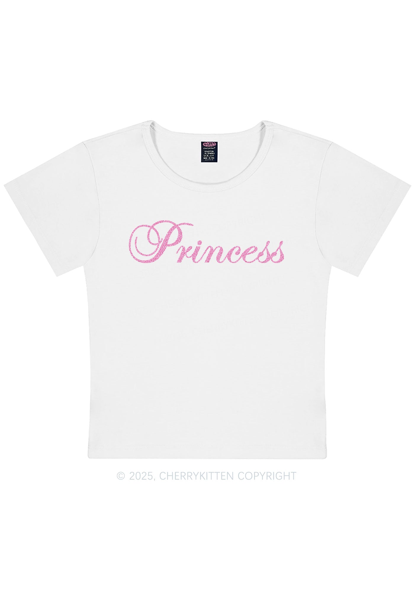 Glitter Princess Y2K Baby Tee Cherrykitten