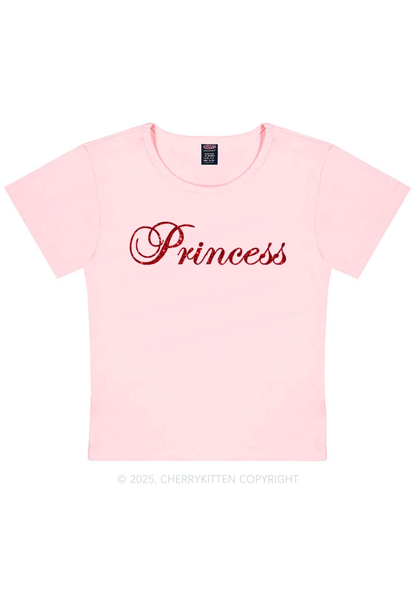 Glitter Princess Y2K Baby Tee Cherrykitten