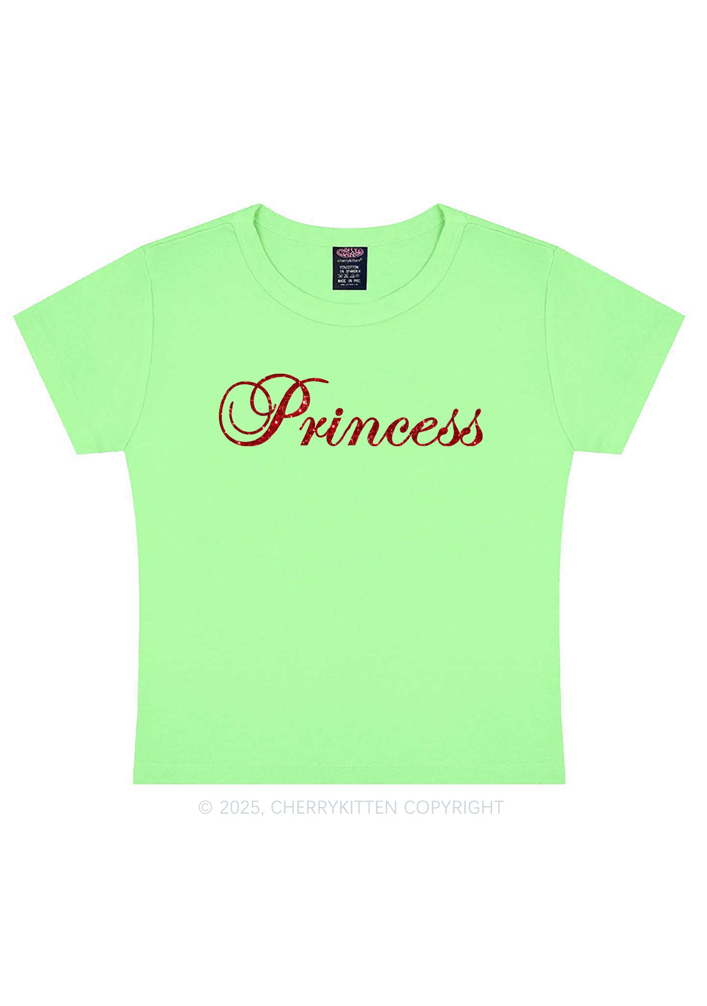 Glitter Princess Y2K Baby Tee Cherrykitten