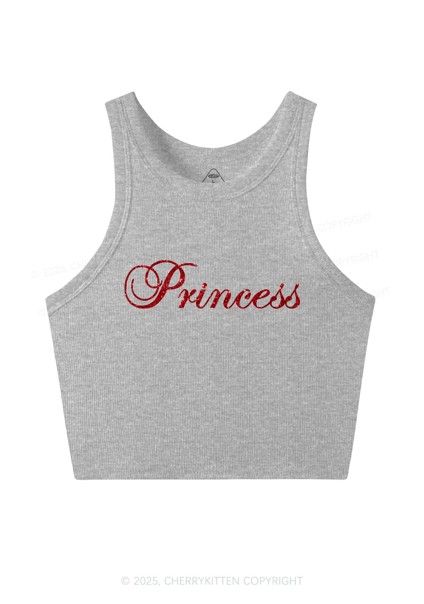 Glitter Princess Y2K Crop Tank Top Cherrykitten