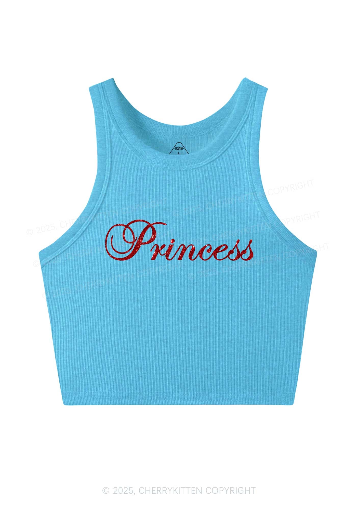 Glitter Princess Y2K Crop Tank Top Cherrykitten