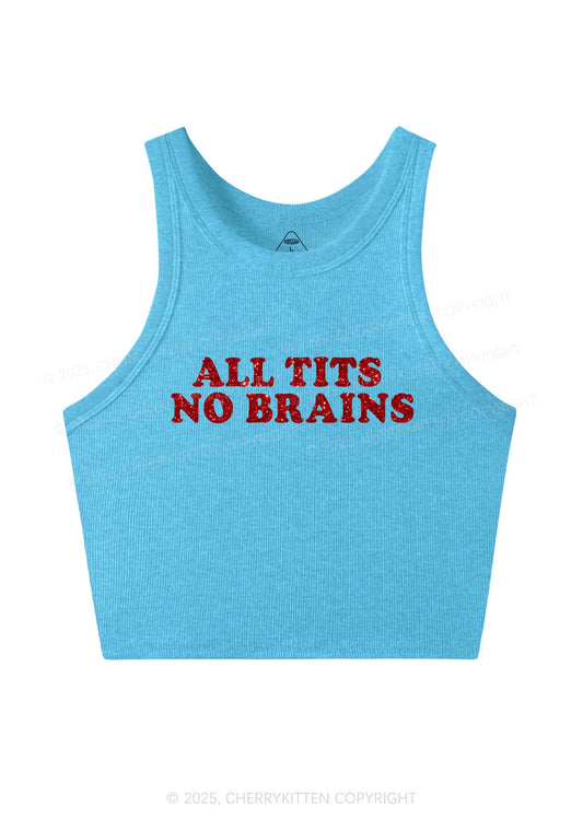 Glitter All Txts No Brains Y2K Crop Tank Top Cherrykitten