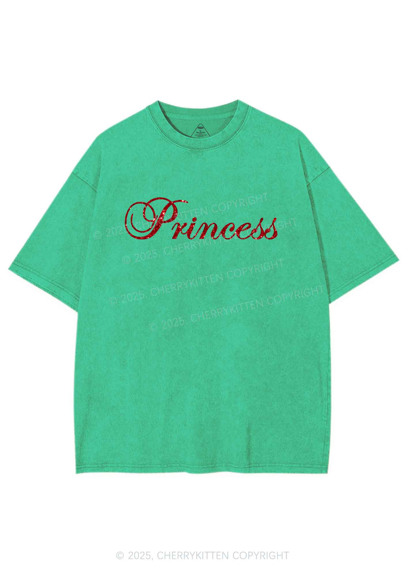 Glitter Princess Y2K Shirts Washed Tee Cherrykitten