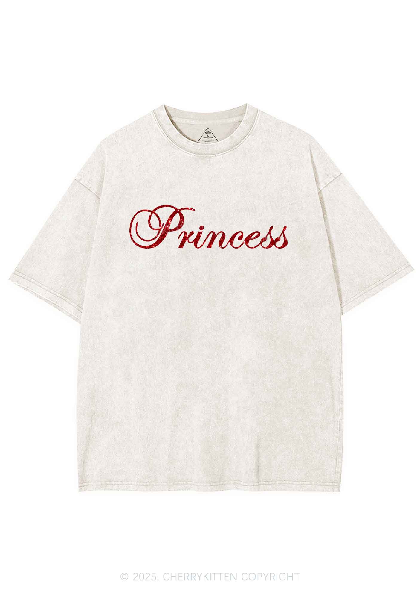 Glitter Princess Y2K Shirts Washed Tee Cherrykitten