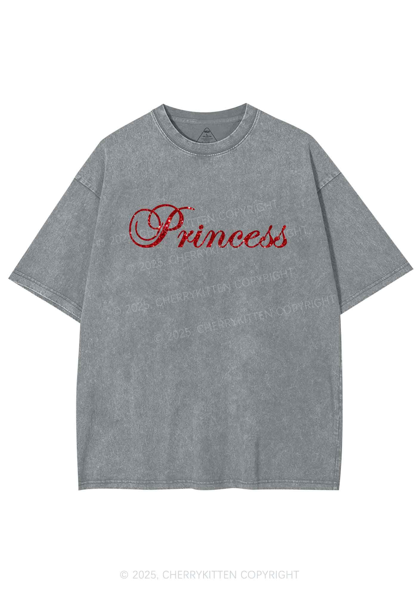 Glitter Princess Y2K Shirts Washed Tee Cherrykitten
