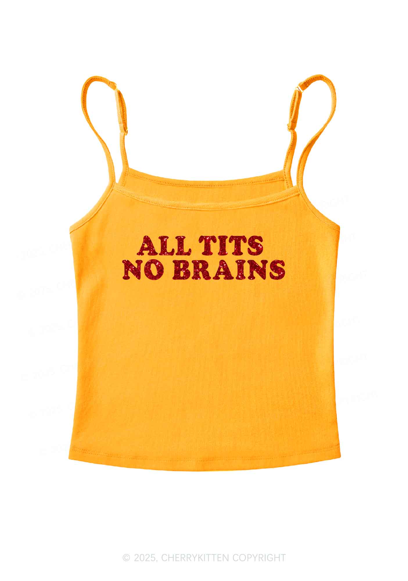 Glitter All Txts No Brains Y2K Spaghetti Strap Cami Cherrykitten