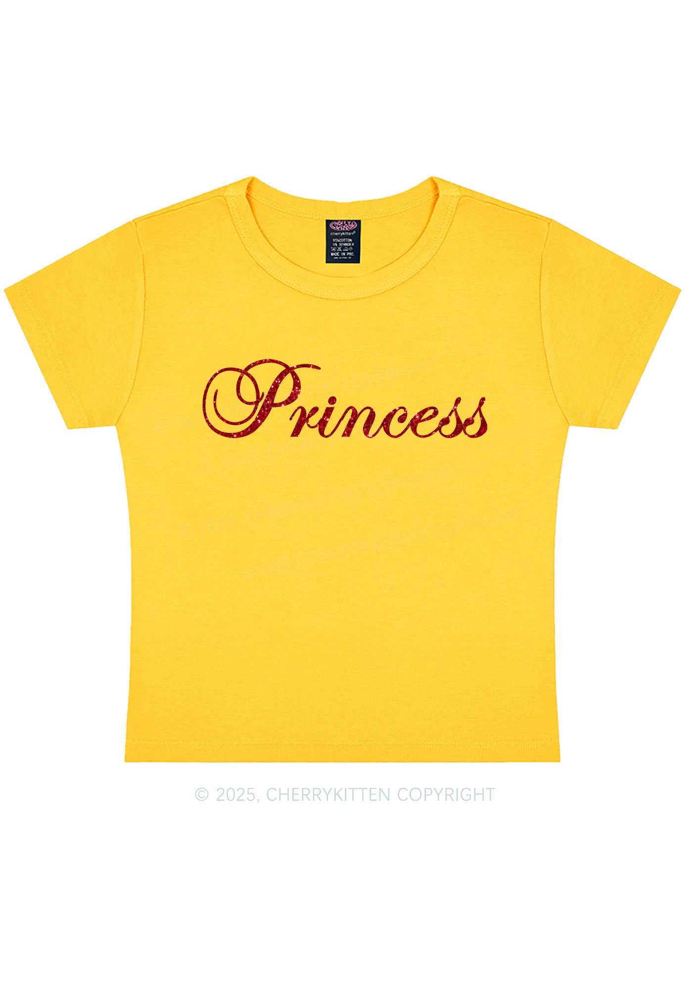 Glitter Princess Y2K Baby Tee Cherrykitten