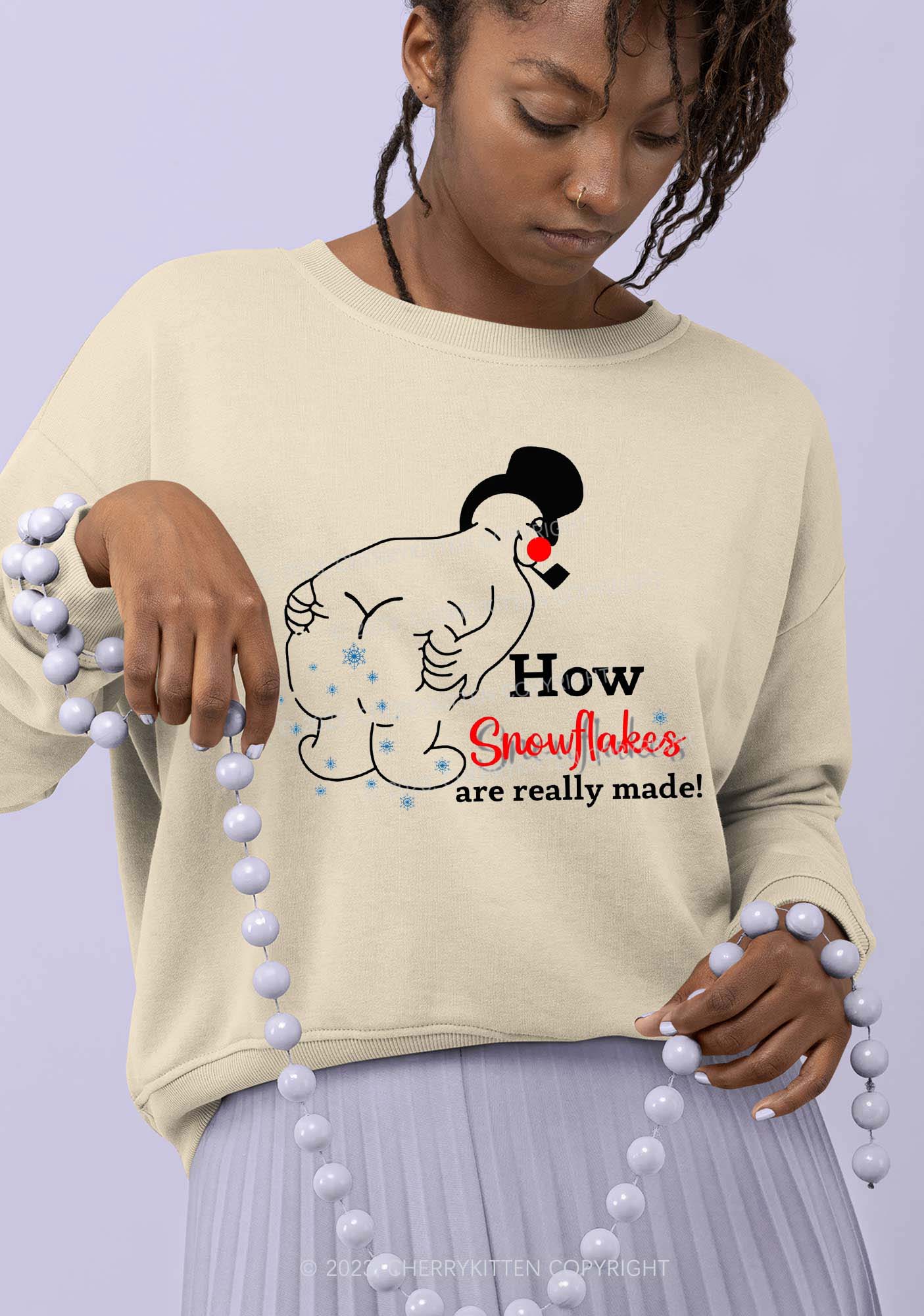 How Snowflakes Are Really Made Christmas Y2K Sweatshirt Cherrykitten