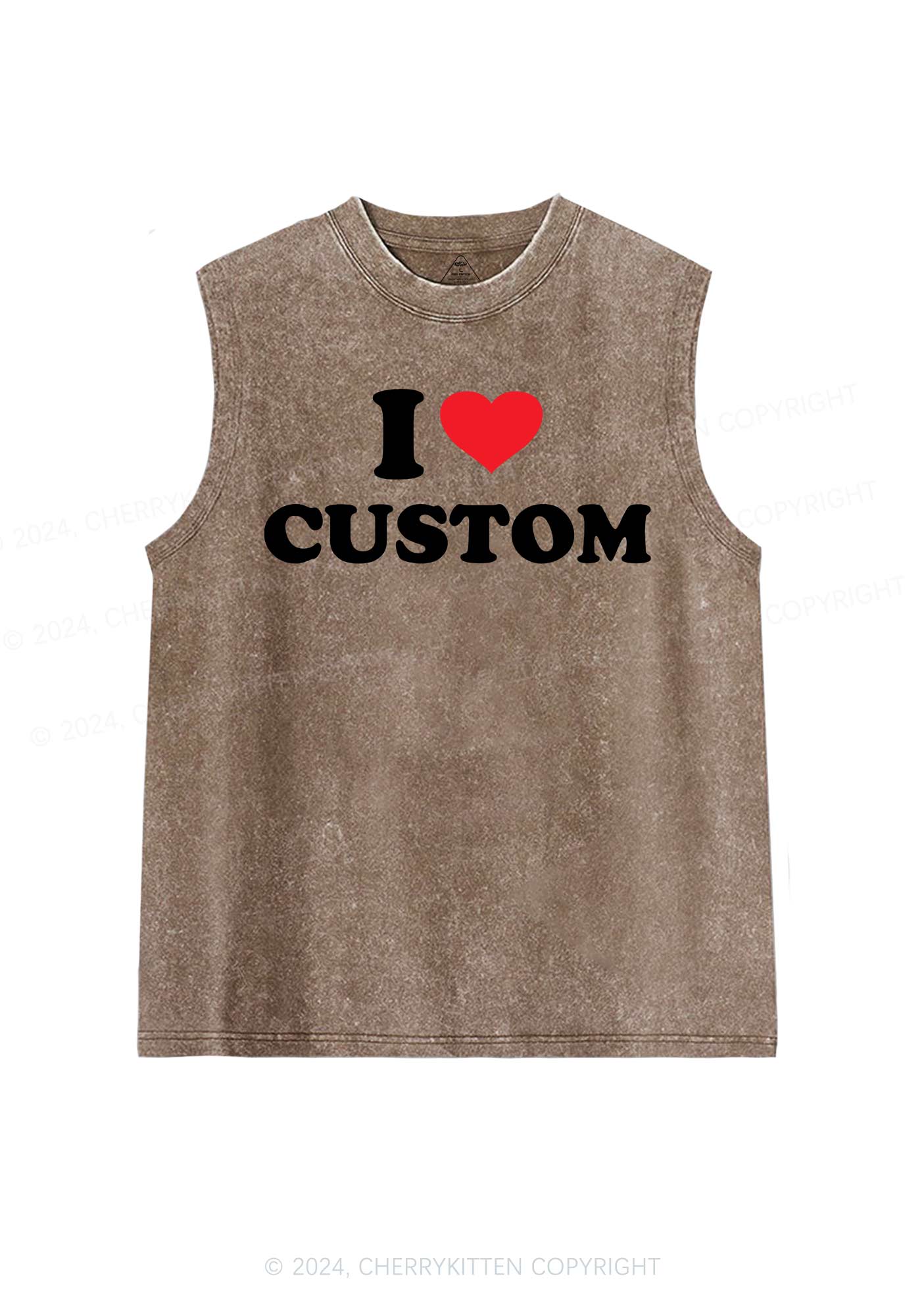 I Love Custom Personalized Y2K Washed Tank Cherrykitten