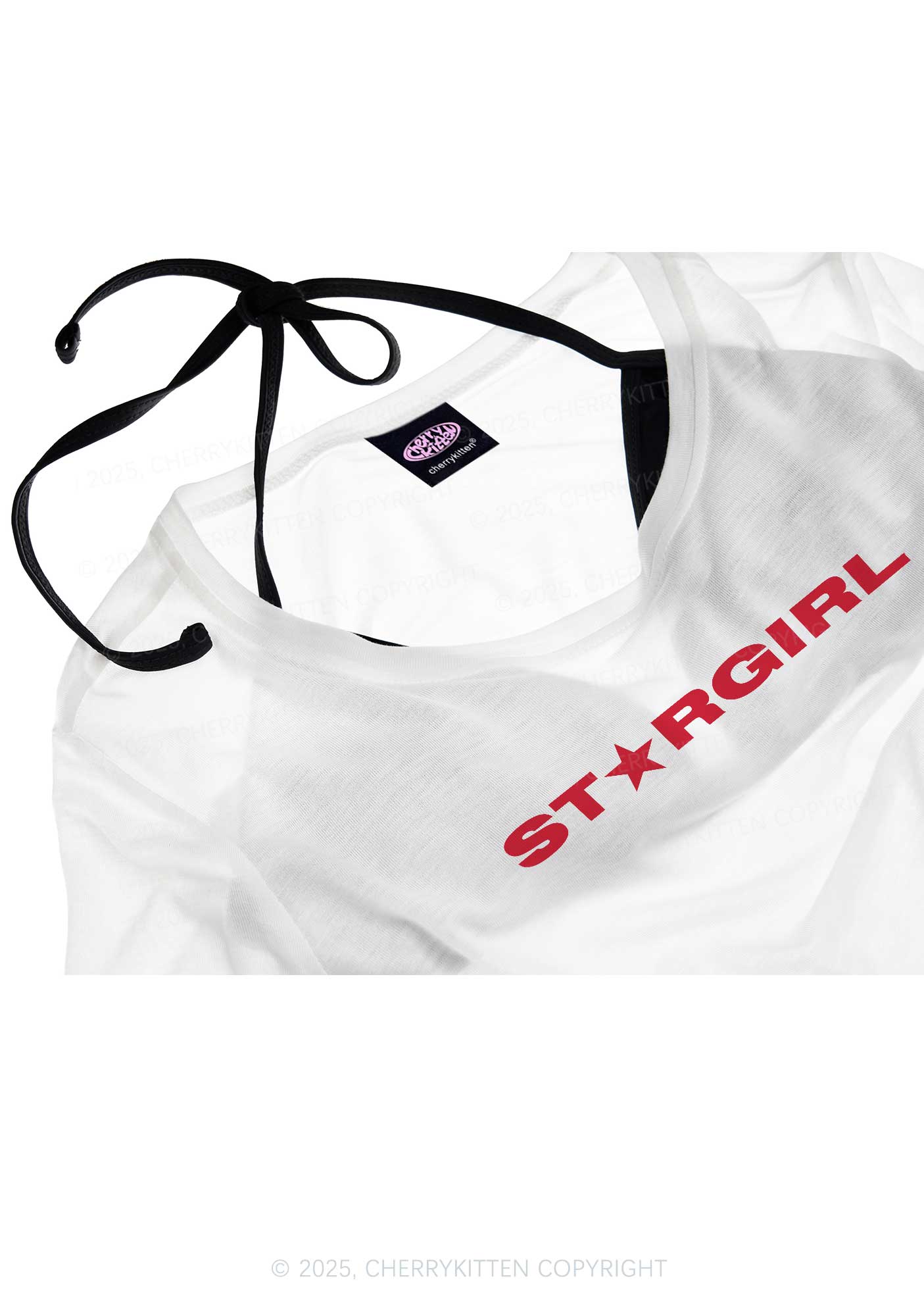 Red Stargirl Y2K Sheer Crop Tee Cherrykitten