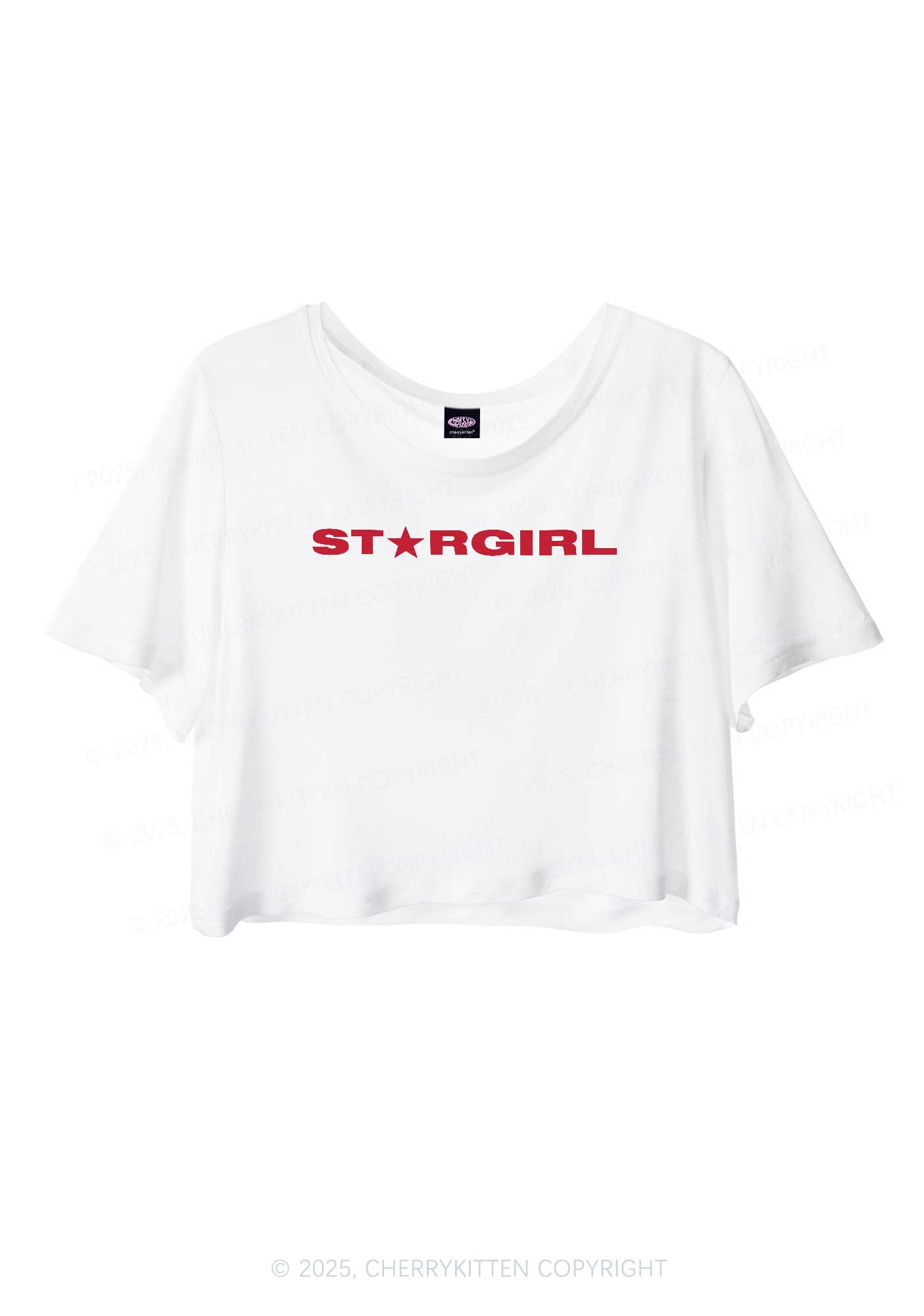 Red Stargirl Y2K Sheer Crop Tee Cherrykitten