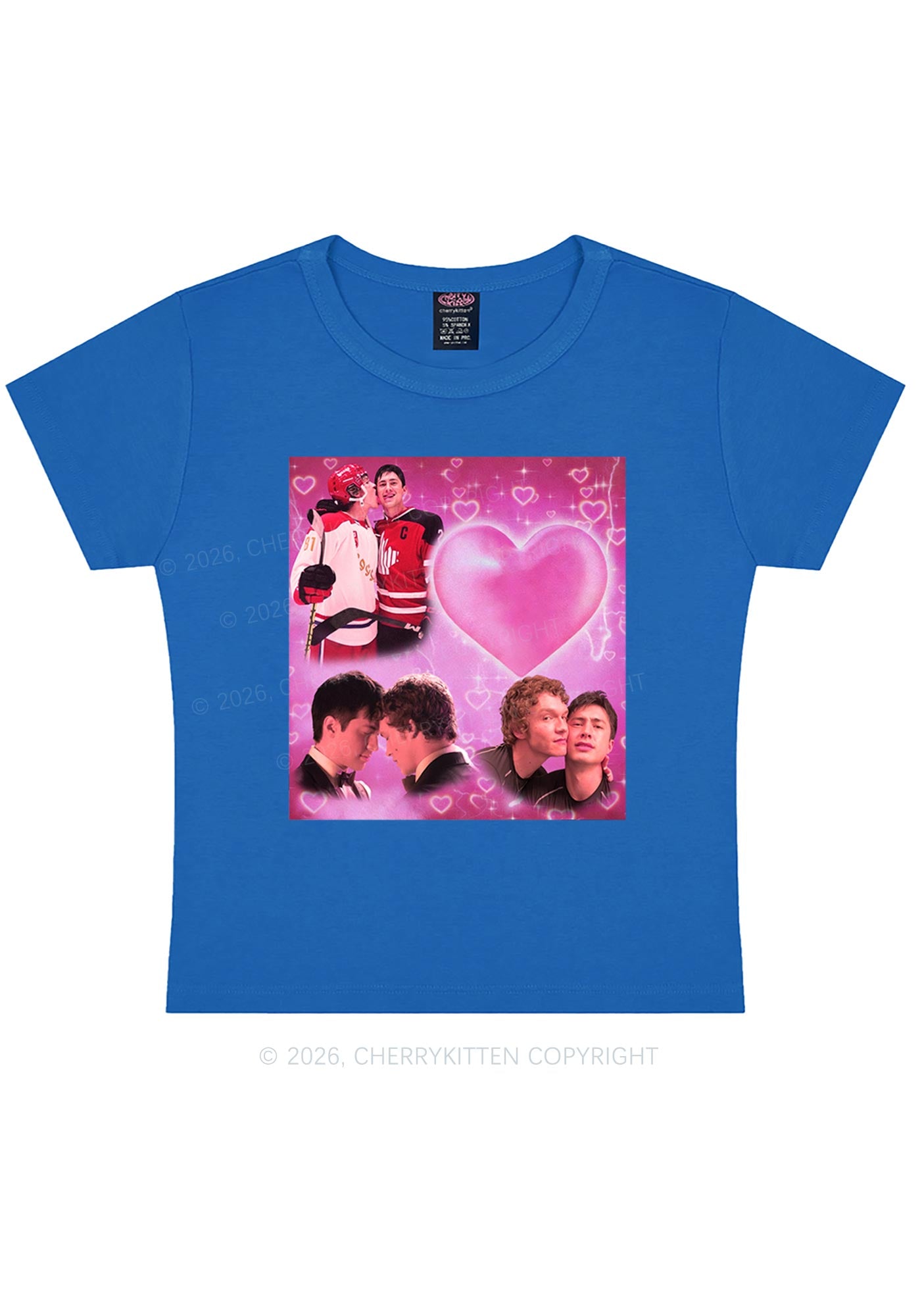 Pink Heart Portrait HR Y2K Baby Tee Cherrykitten