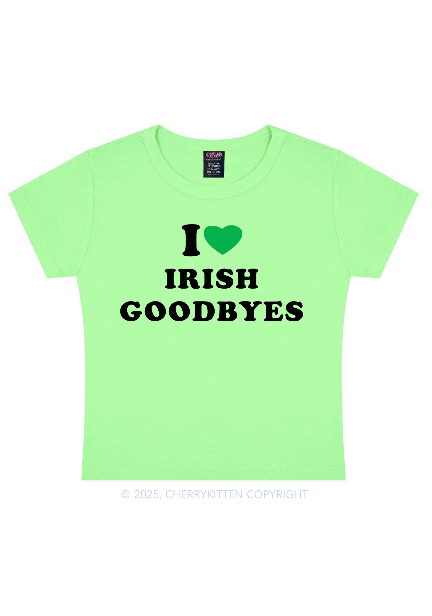 I Love Irish Goodbyes St Patricks Y2K Baby Tee Cherrykitten
