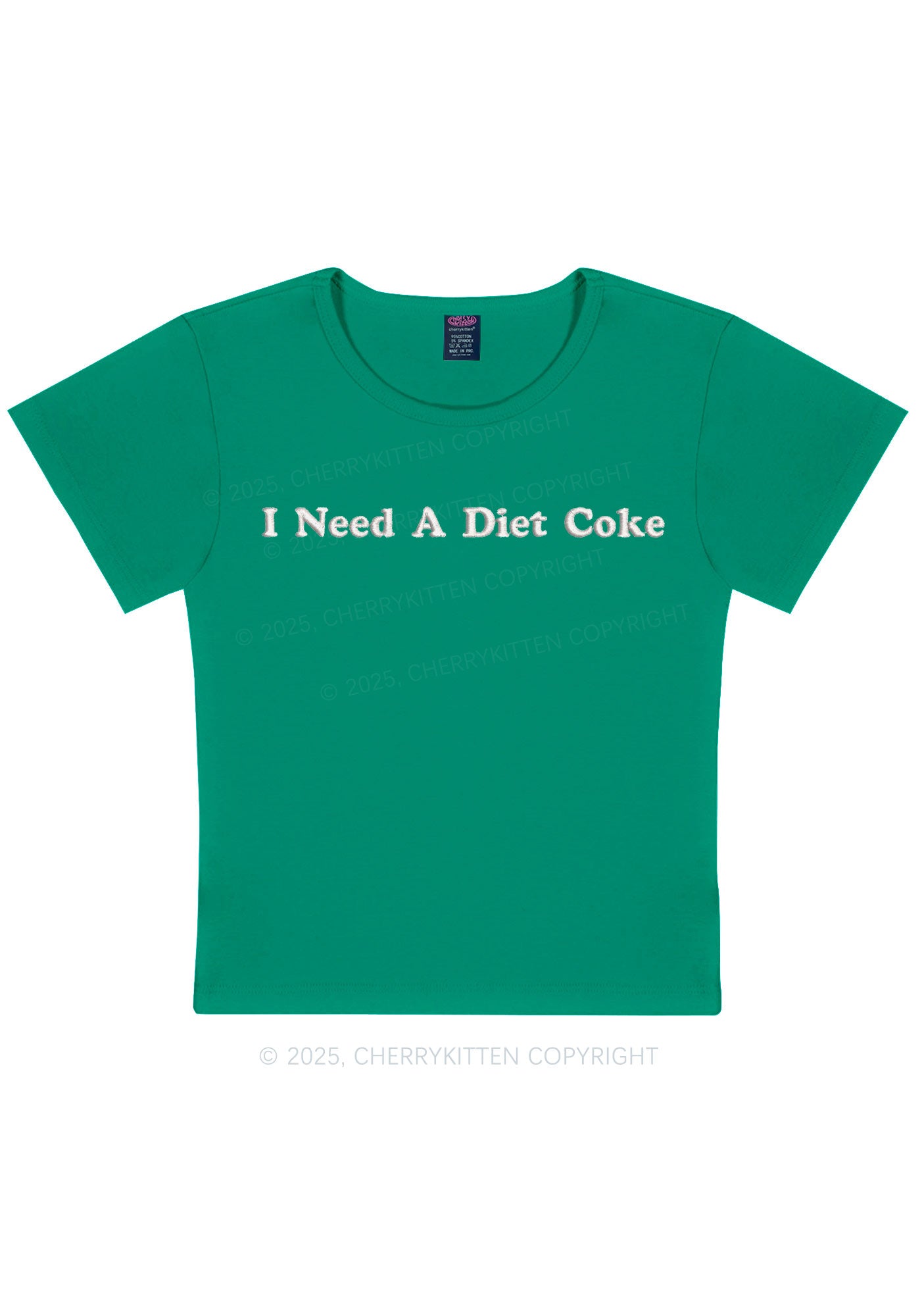 Embroidered I Need A Diet Coke Y2K Baby Tee Cherrykitten