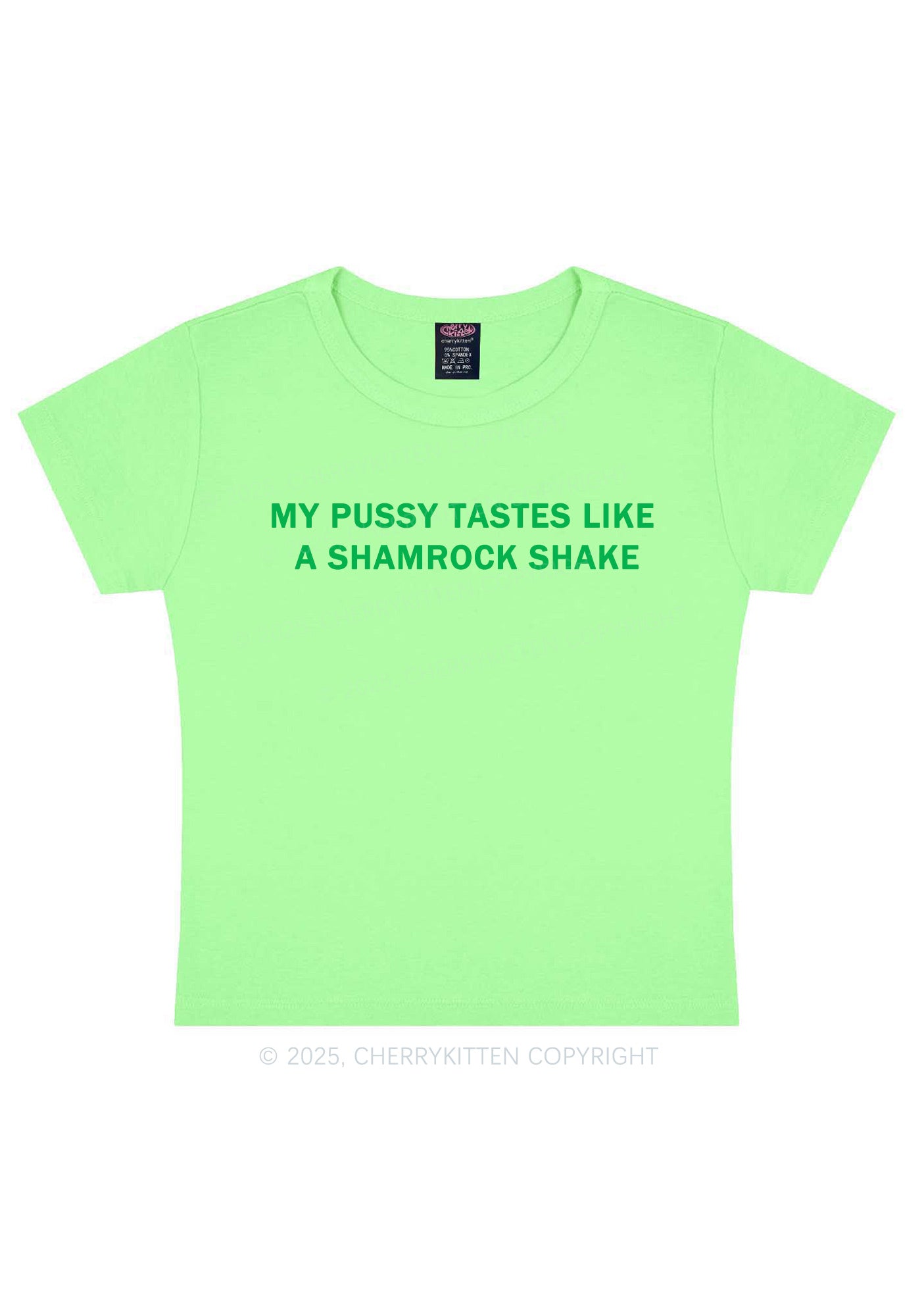 Puxxy Tastes Like Shamrock Shake St Patricks Y2K Baby Tee Cherrykitten