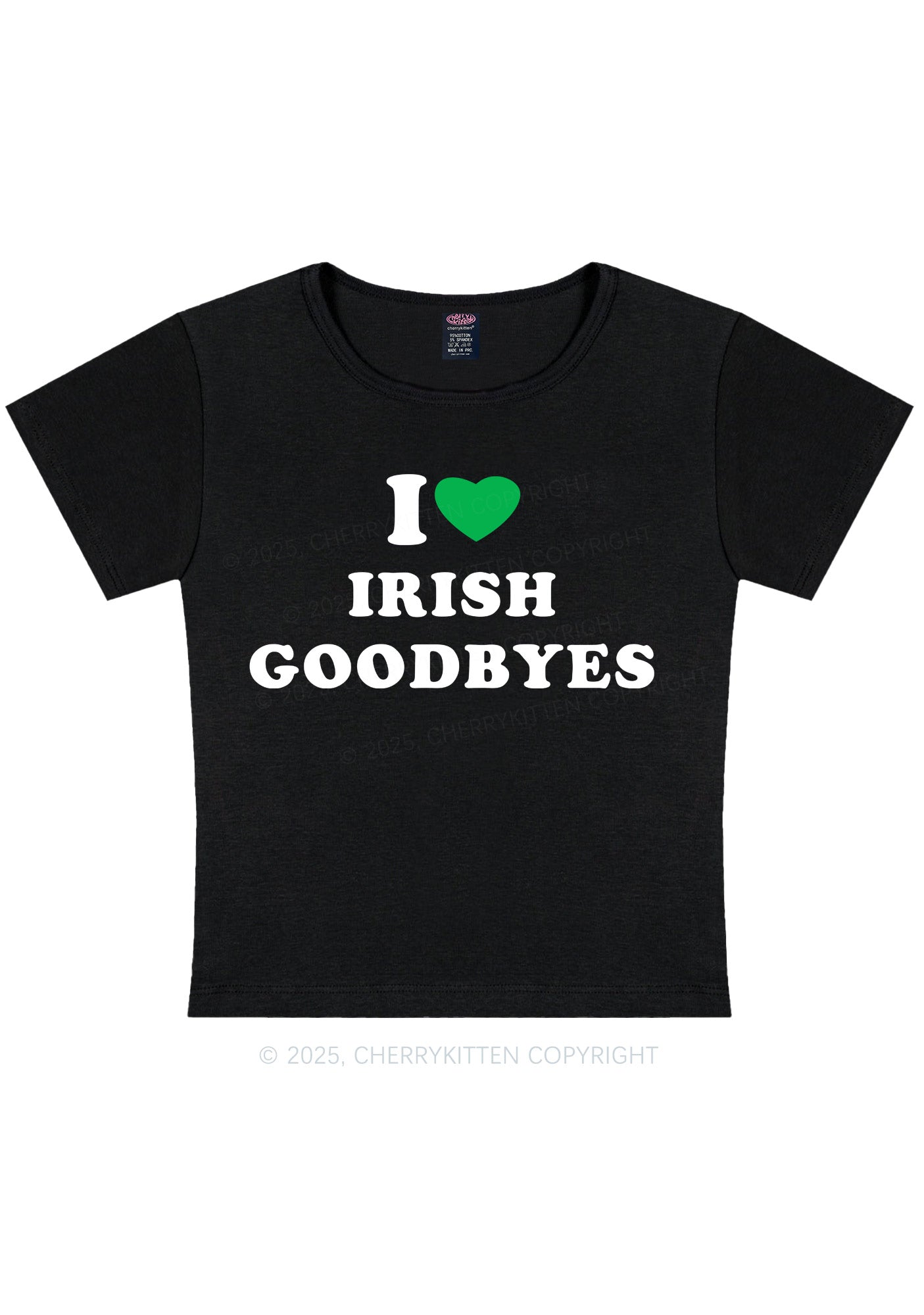 I Love Irish Goodbyes St Patricks Y2K Baby Tee Cherrykitten