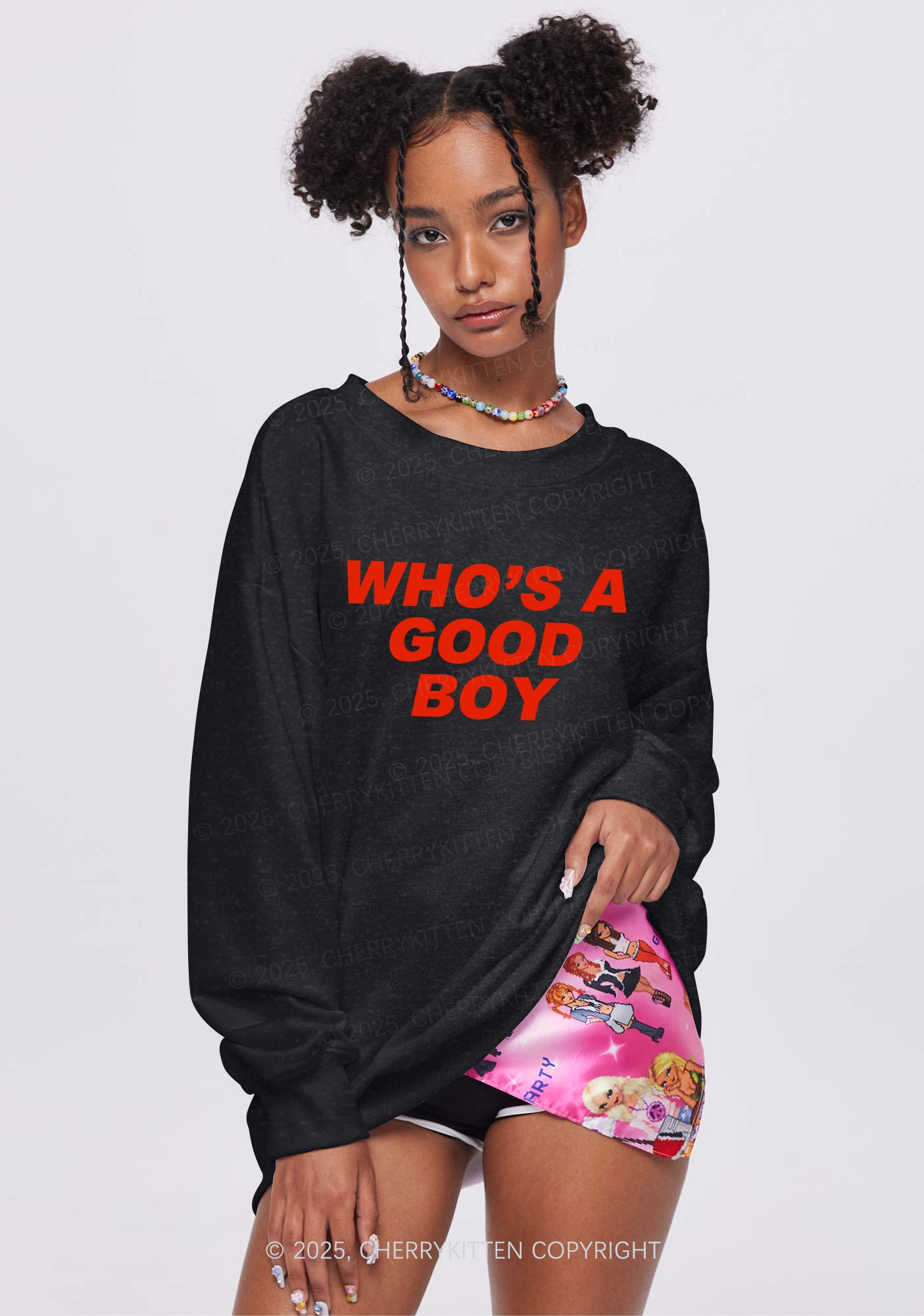 Whos A Good Boy Y2K Washed Sweatshirts Cherrykitten