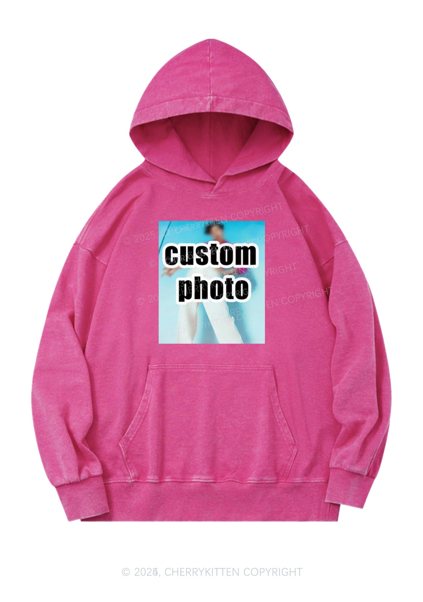 Custom Personalized Text Y2K Washed Hoodie Cherrykitten