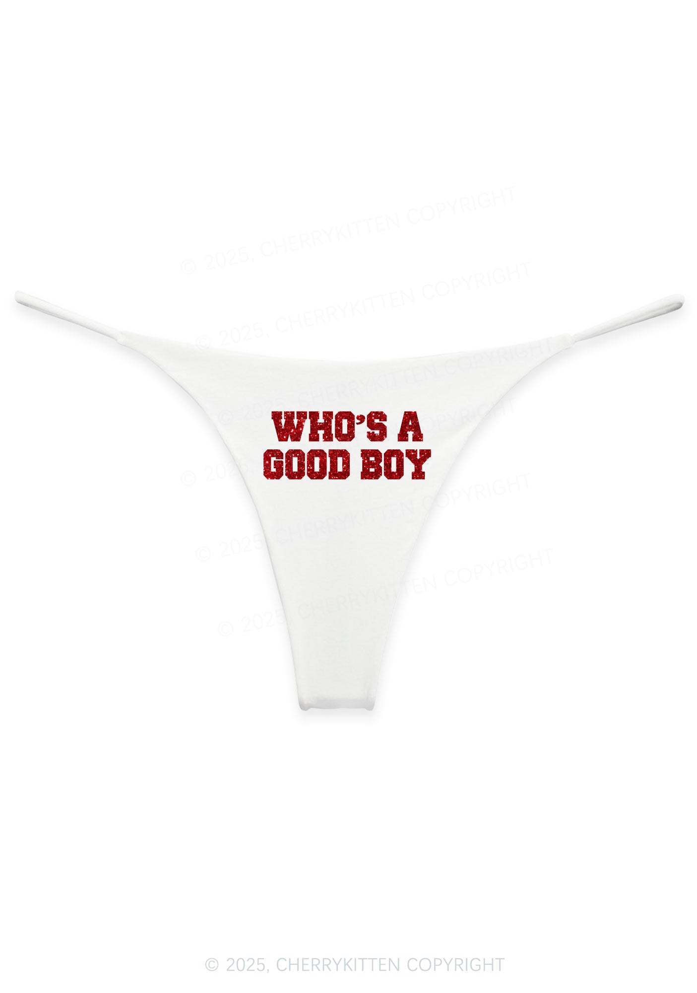 Glitter Whos A Good Boy Y2K Bikini String Thong Cherrykitten