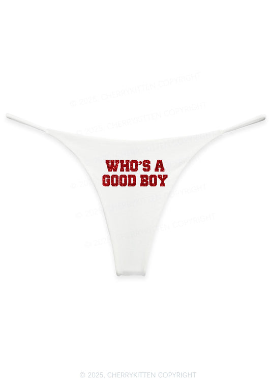 Glitter Whos A Good Boy Y2K Bikini String Thong Cherrykitten