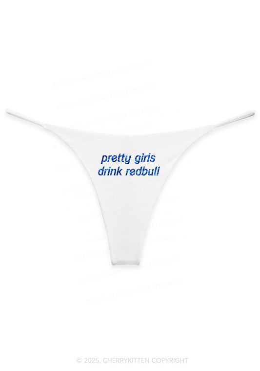 Glitter Pretty Girls Drink Redbull Y2K Bikini String Thong Cherrykitten