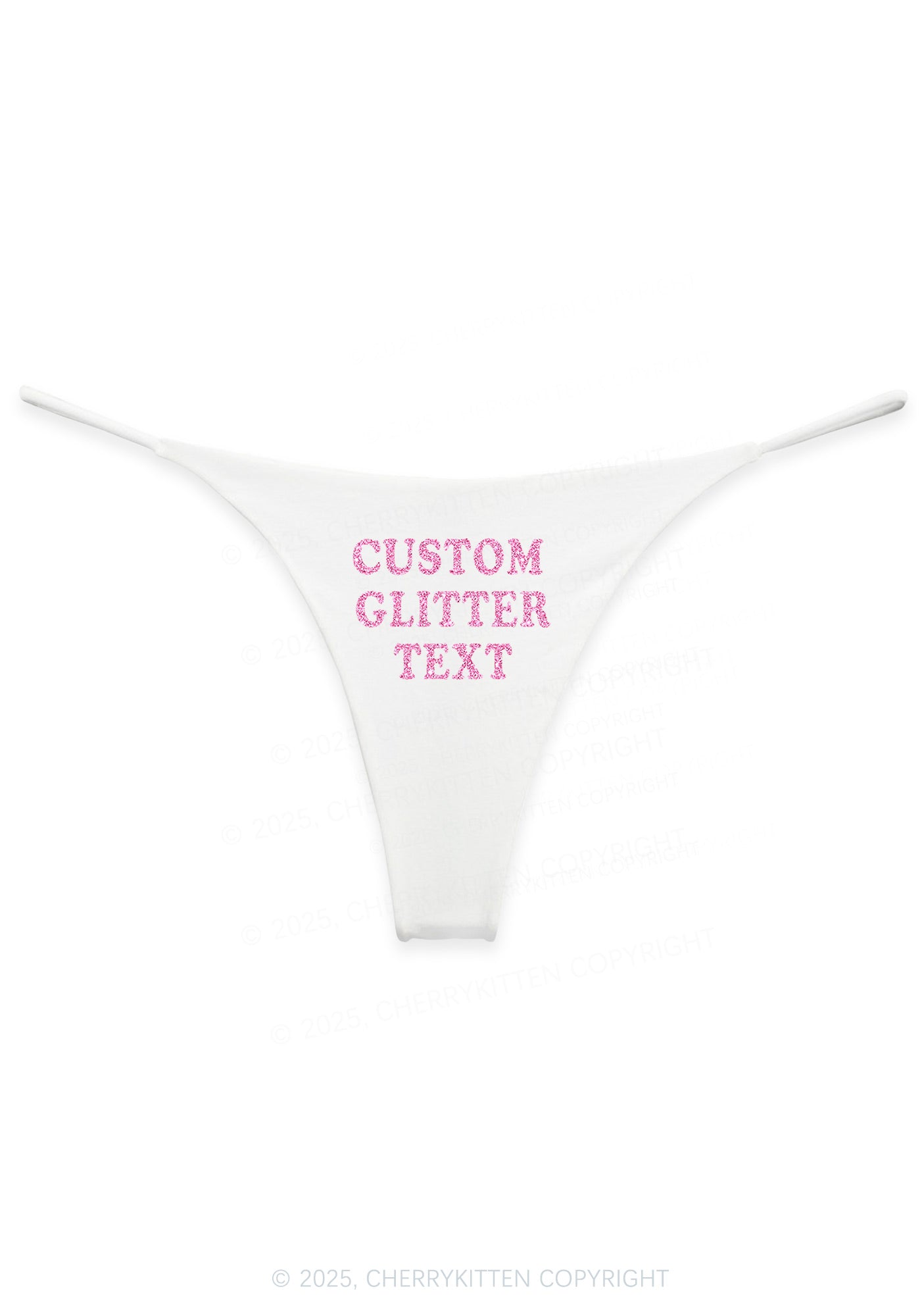 Custom Text Glitter Y2K Bikini String Thong Cherrykitten