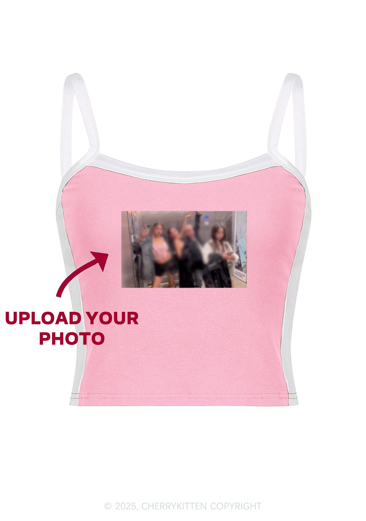 Custom Text Y2K Color Block Crop Cami Top Cherrykitten