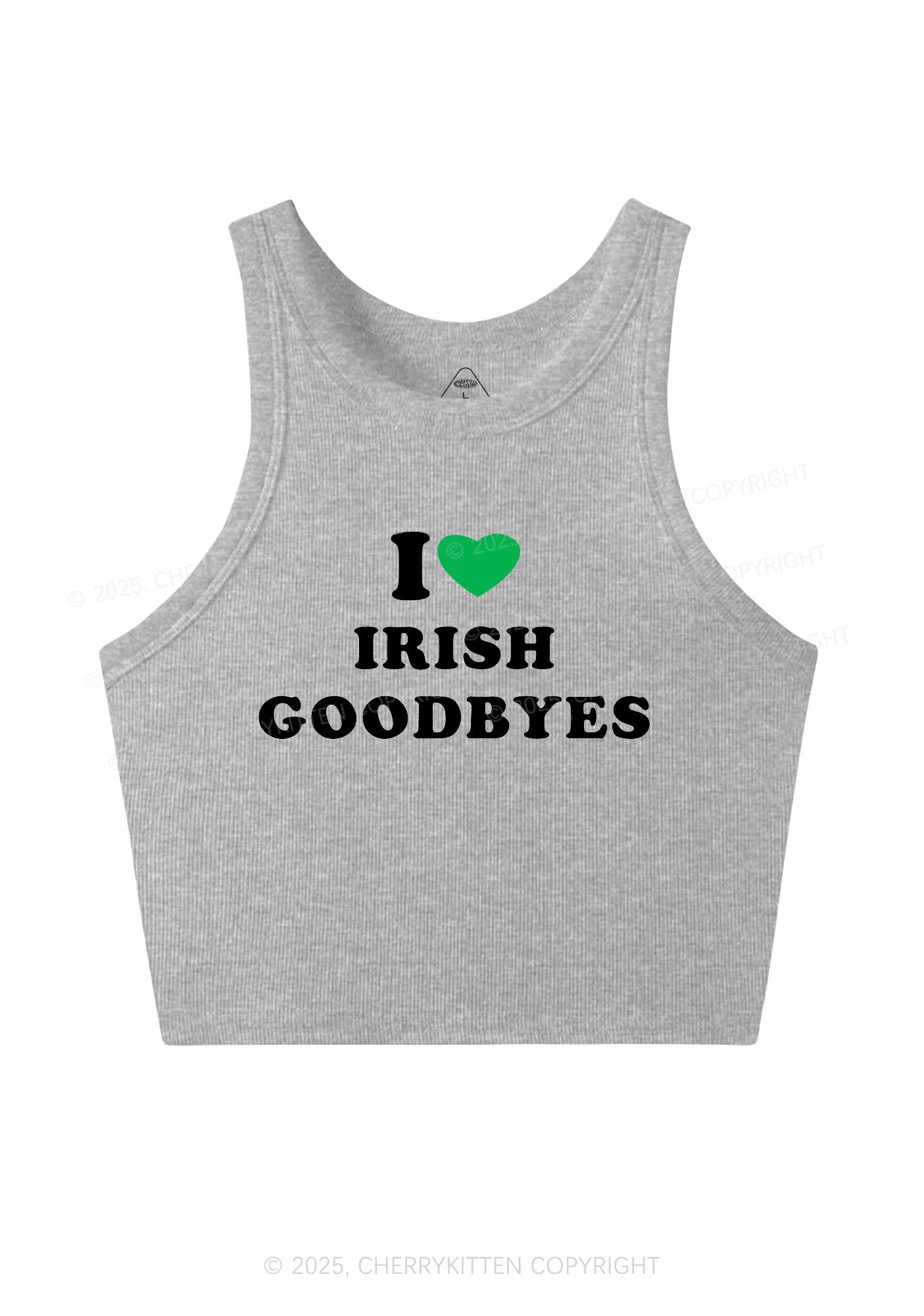 I Love Irish Goodbyes St Patricks Y2K Crop Tank Top Cherrykitten