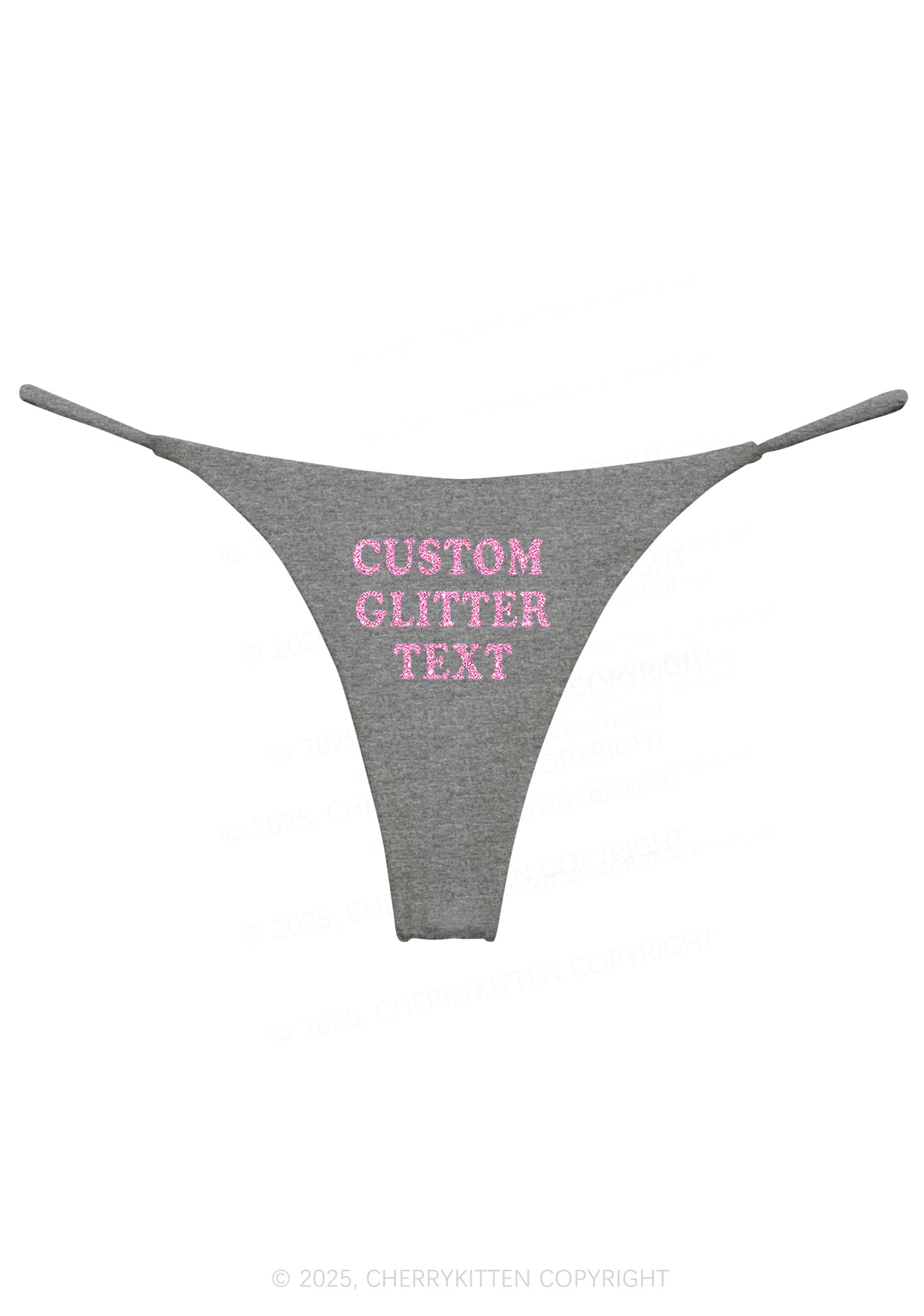 Custom Text Glitter Y2K Bikini String Thong Cherrykitten