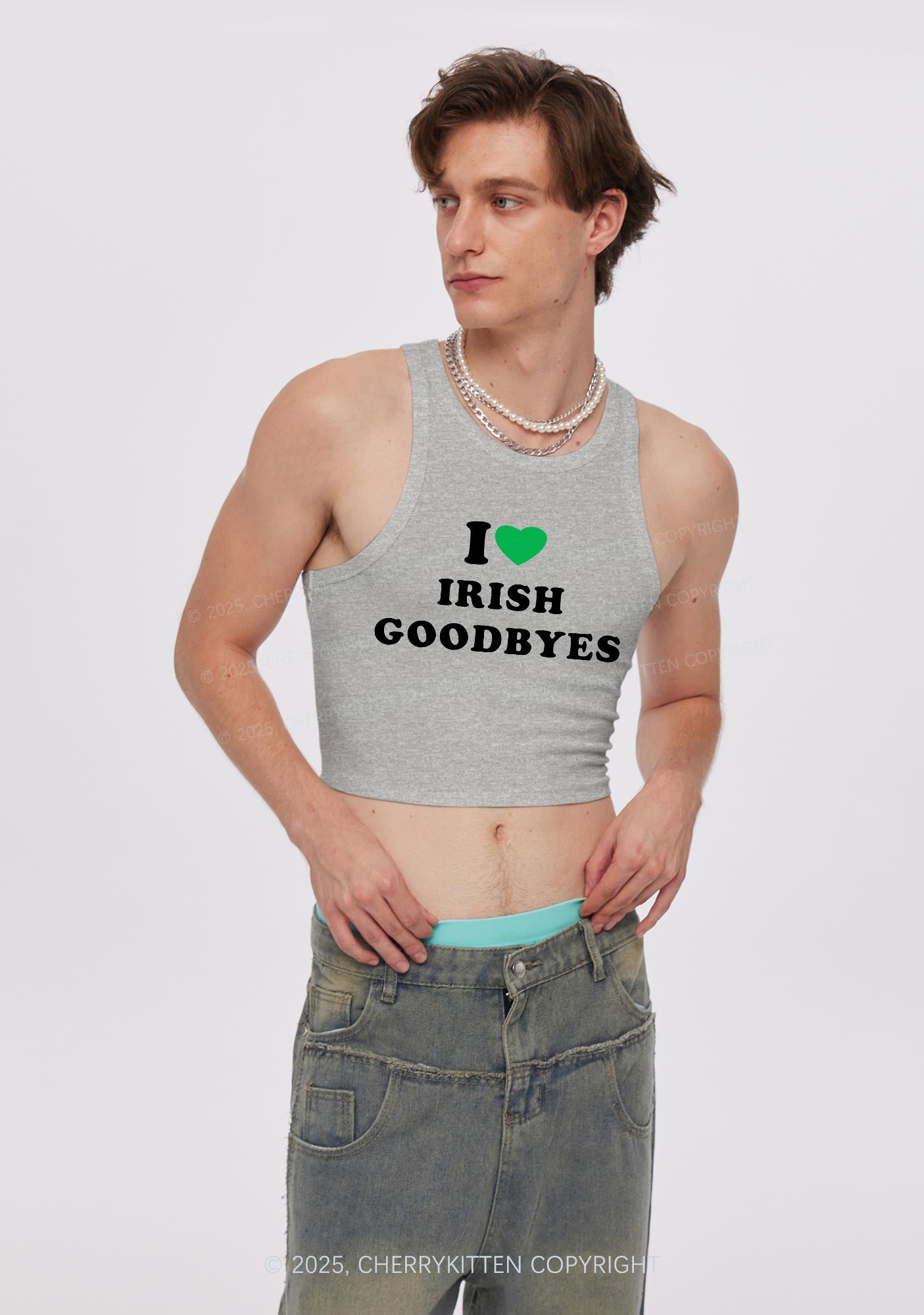 I Love Irish Goodbyes St Patricks Y2K Crop Tank Top Cherrykitten
