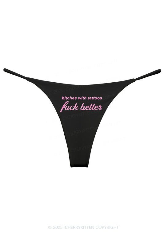 Glitter Bxxches With Tattoos Fxxk Better Y2K Bikini String Thong Cherrykitten