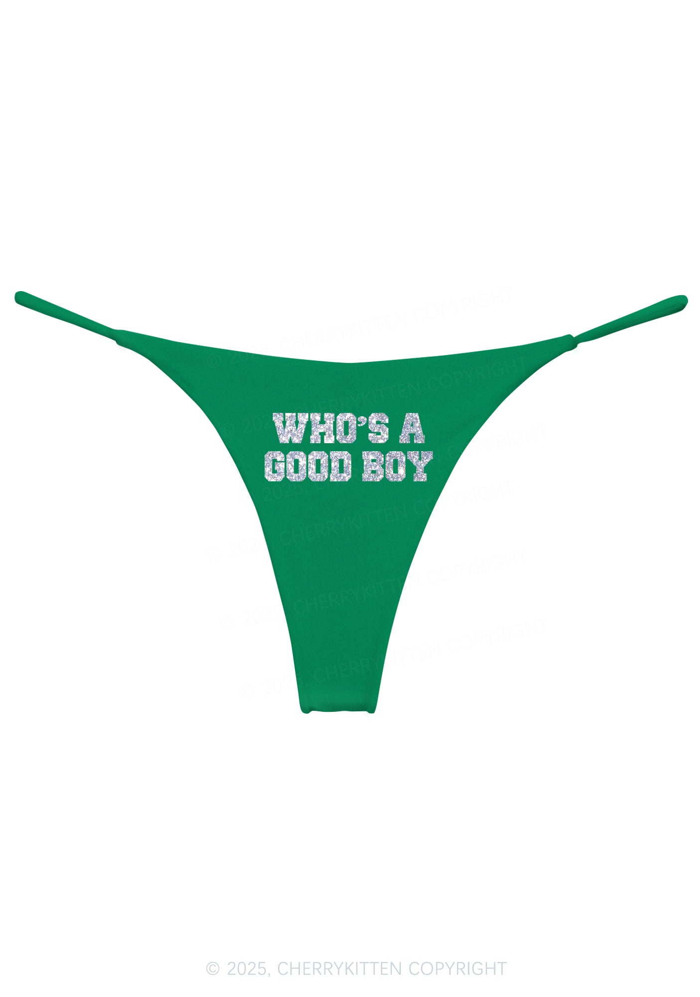 Glitter Whos A Good Boy Y2K Bikini String Thong Cherrykitten