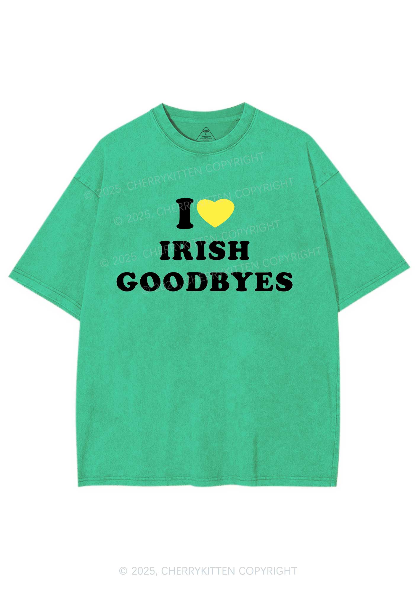 I Love Irish Goodbyes St Patricks Y2K Shirts Washed Tee Cherrykitten