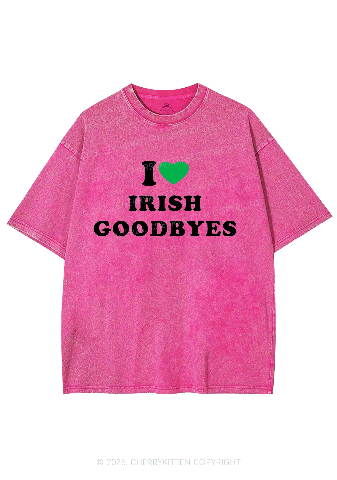 I Love Irish Goodbyes St Patricks Y2K Shirts Washed Tee Cherrykitten