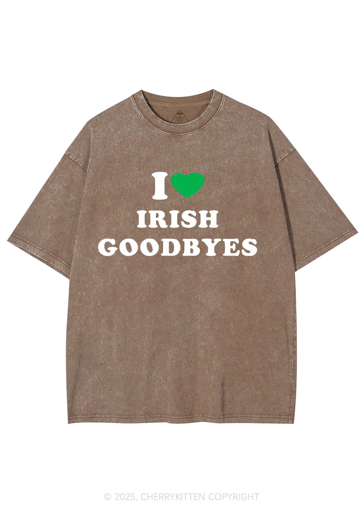 I Love Irish Goodbyes St Patricks Y2K Shirts Washed Tee Cherrykitten