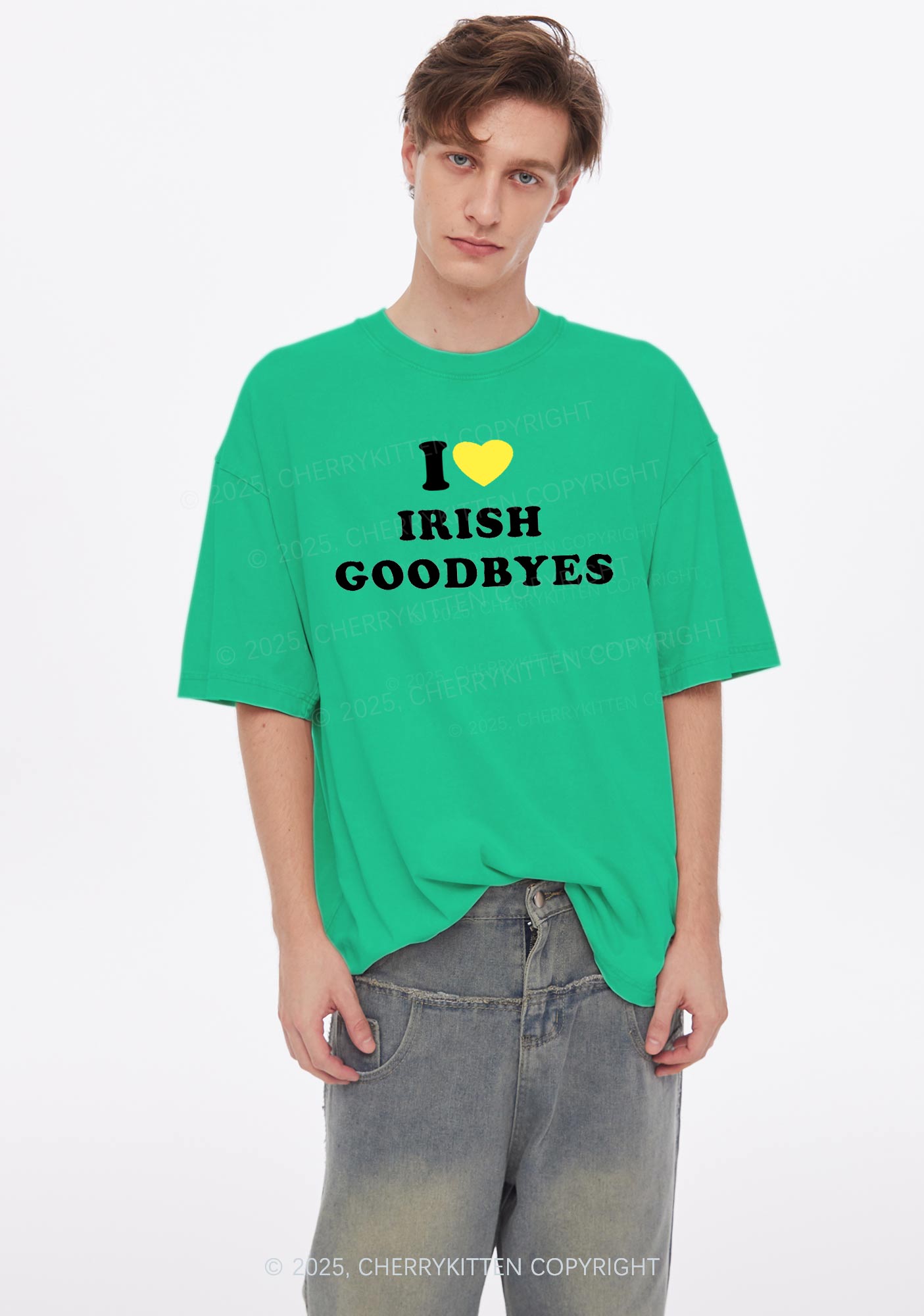I Love Irish Goodbyes St Patricks Y2K Shirts Washed Tee Cherrykitten