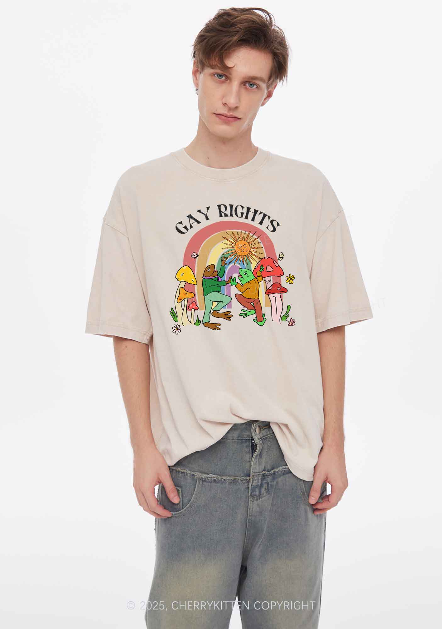 Gay Rights Pride Y2K Shirts Washed Tee Cherrykitten