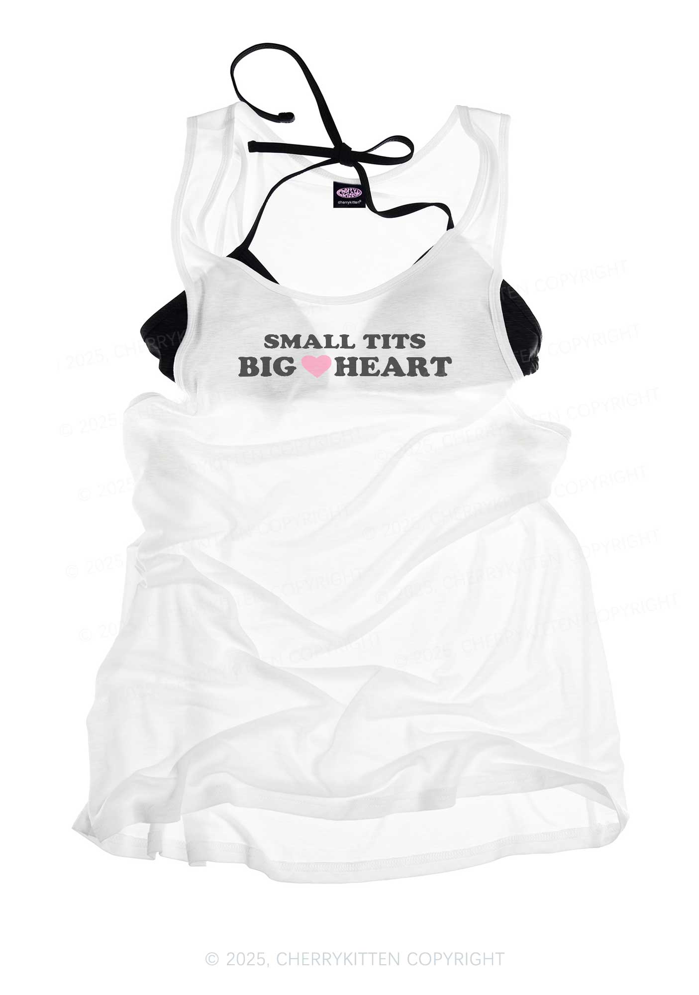 Small But Big Heart Y2K Sheer Boyfriend Tank Cherrykitten