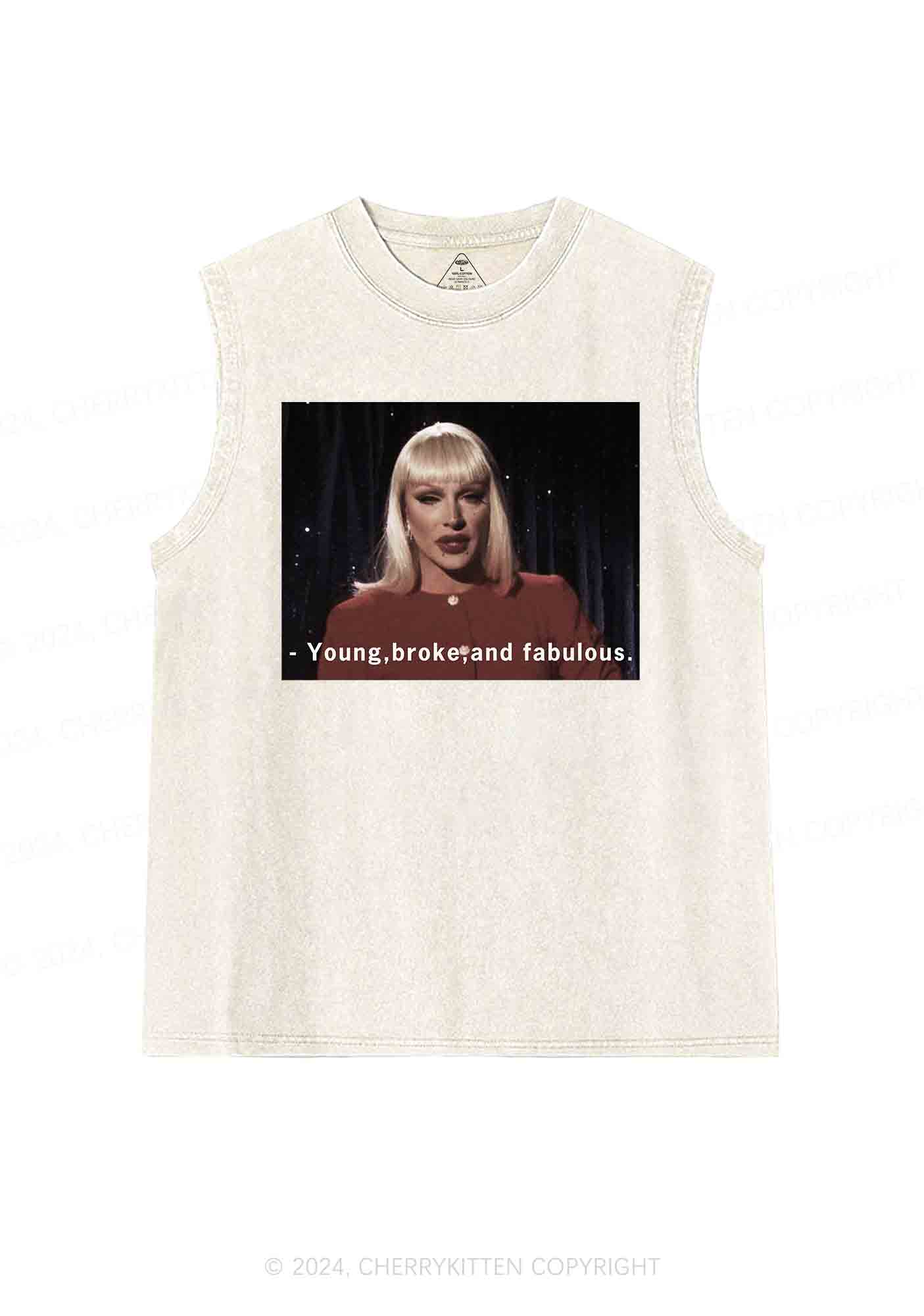 Young Broke Fabulous Y2K Washed Tank Cherrykitten