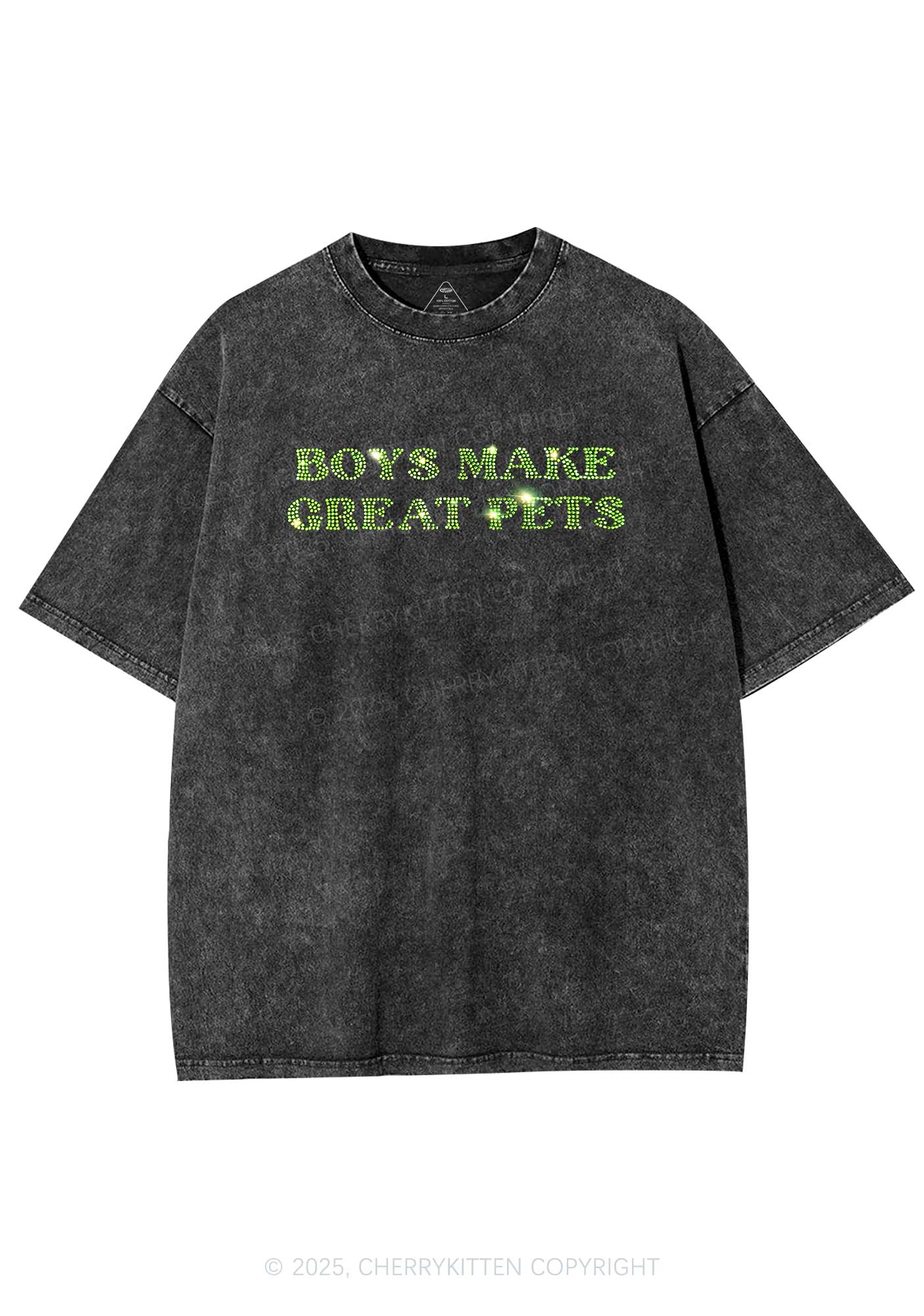 Rhinestone Boys Make Gr8 Pets Y2K Shirts Washed Tee Cherrykitten