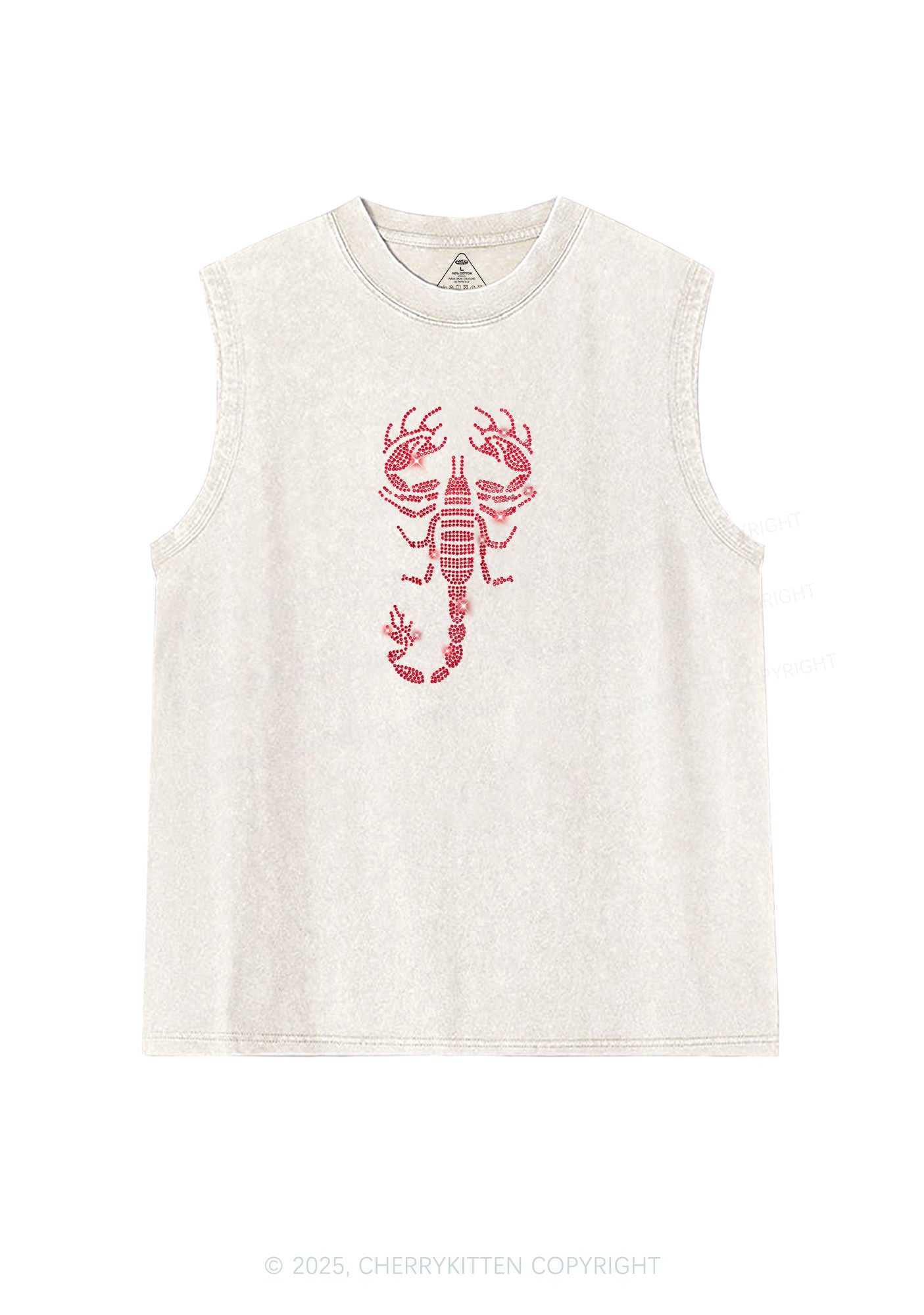 Rhinestone Red Scorpion Y2K Washed Muscle Tank Cherrykitten