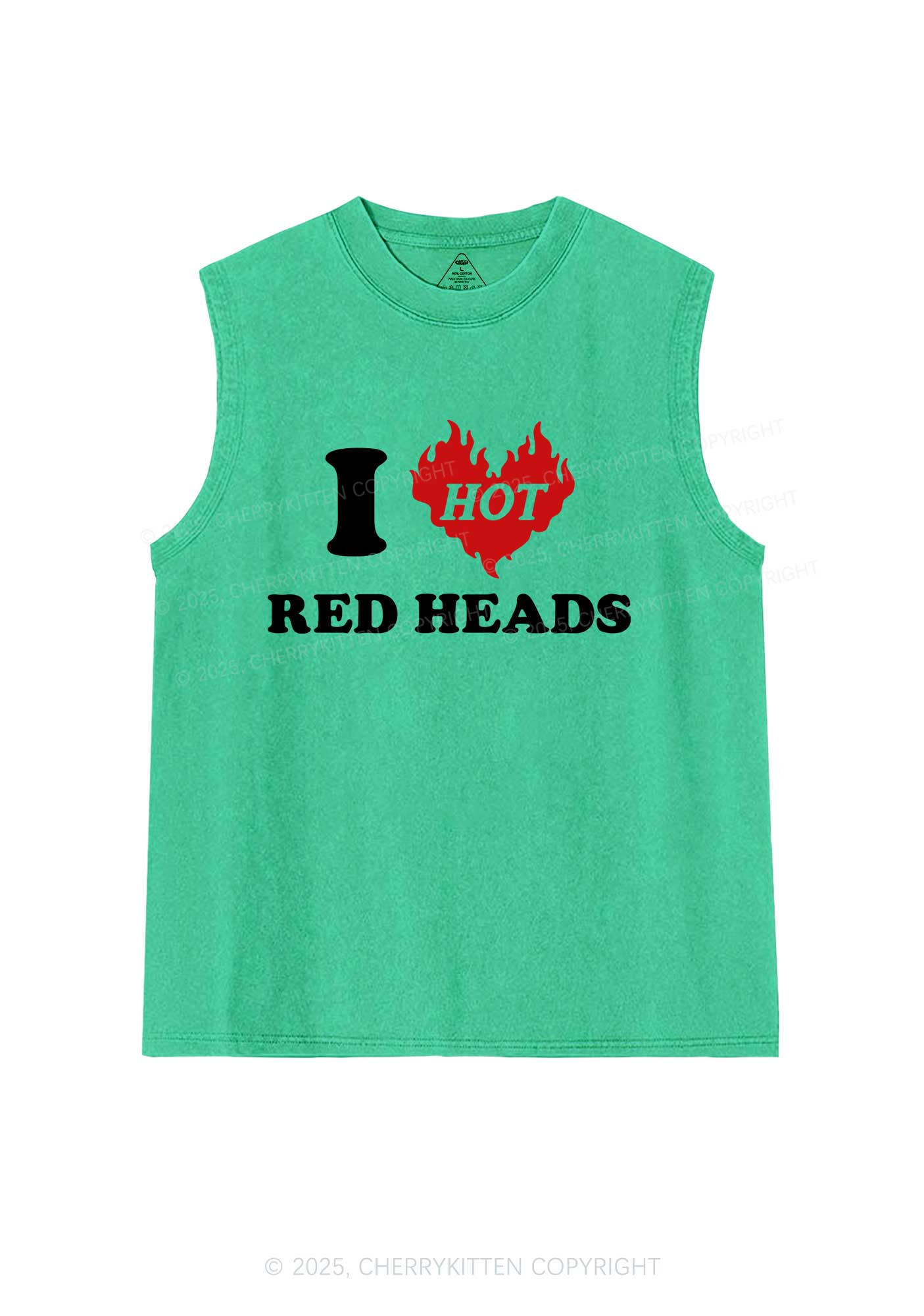 I Love Hot Red Heads Y2K Washed Muscle Tank Cherrykitten
