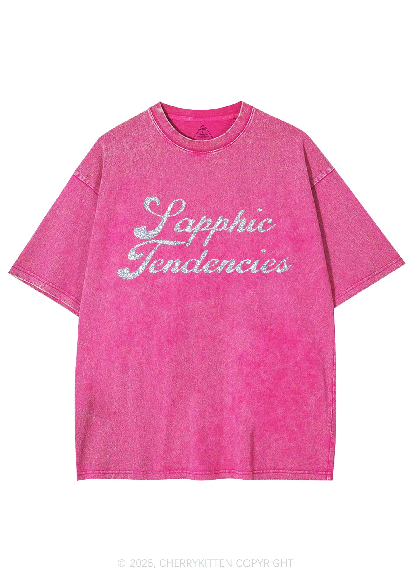 Glitter Sapphic Tendencies Pride Y2K Shirts Washed Tee Cherrykitten