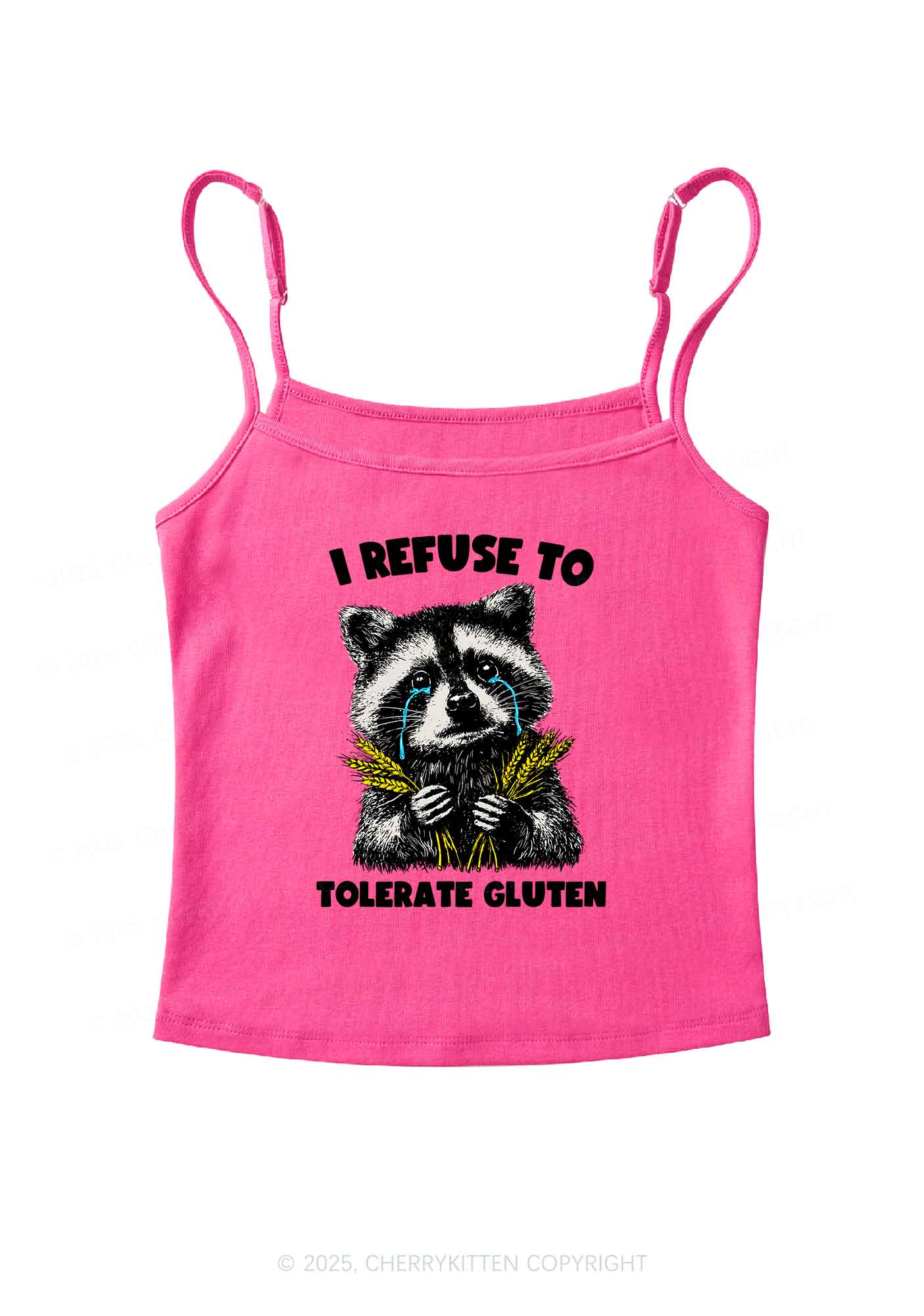 Refuse To Tolerate Gluten Y2K Spaghetti Strap Cami Cherrykitten