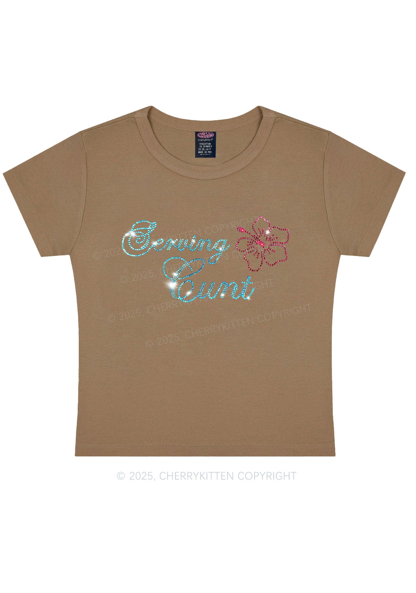 Rhinestone Serving Cxxt Y2K Baby Tee Cherrykitten